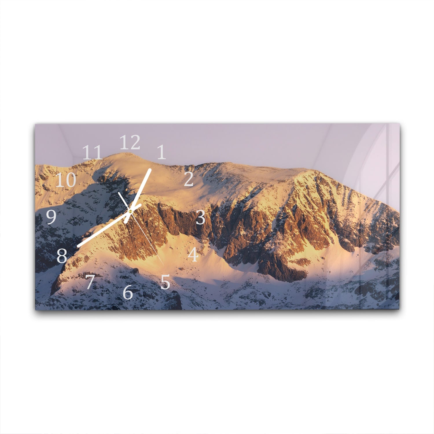 Wanduhr 60x30 - Berggipfel im ersten Licht