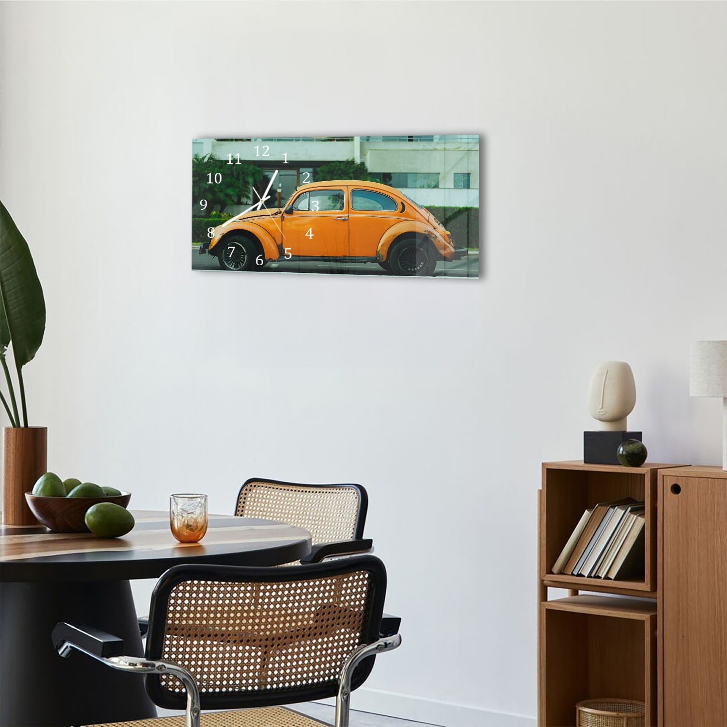 Wanduhr 60x30 - Gelber VW Käfer
