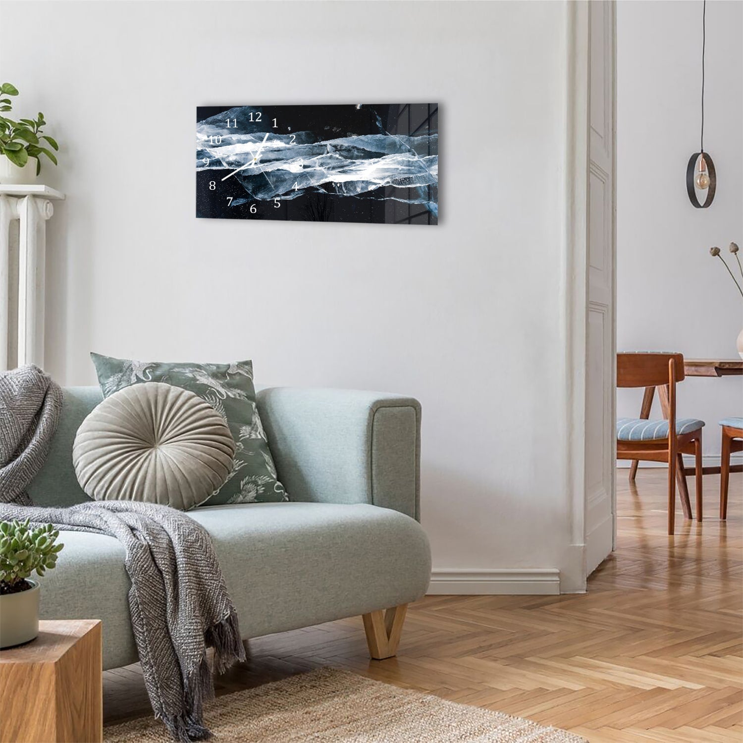 Wanduhr 60x30 - Gebrochenes Eis