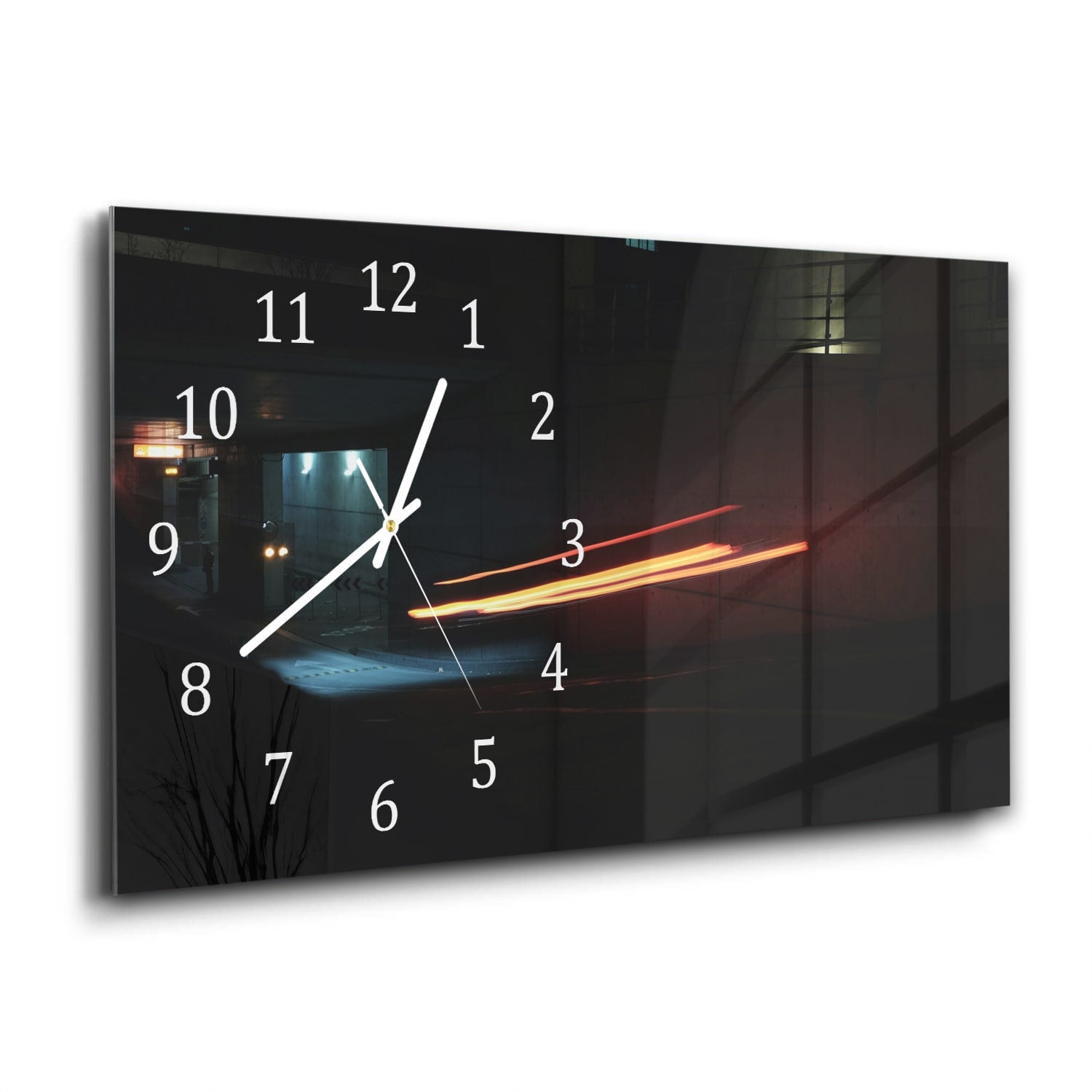 Wanduhr 60x30 - Lichtspuren im Dunkeln