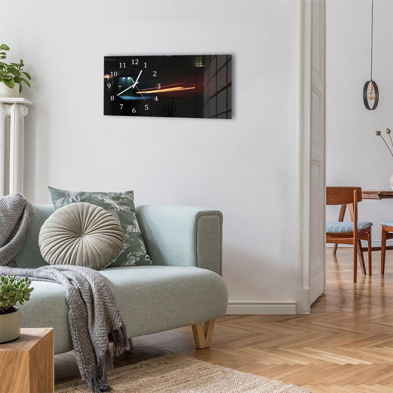 Wanduhr 60x30 - Lichtspuren im Dunkeln