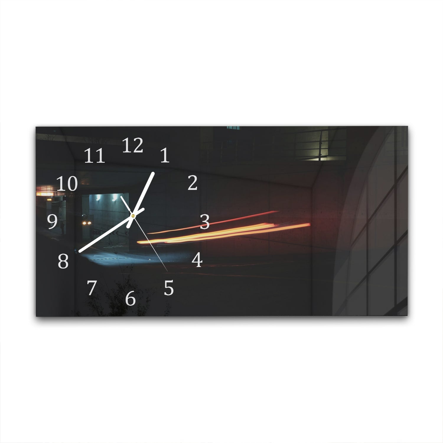 Wanduhr 60x30 - Lichtspuren im Dunkeln