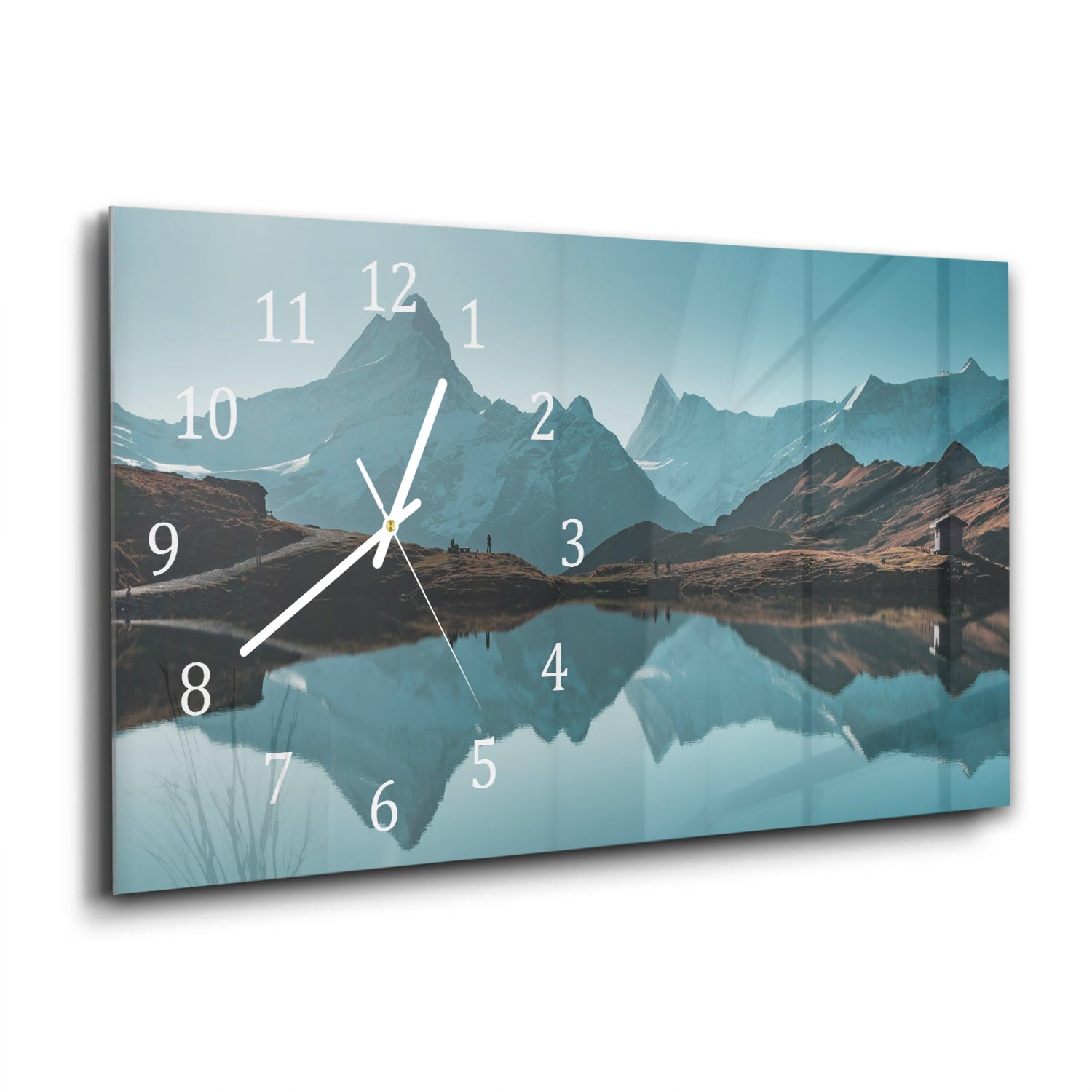 Wanduhr 60x30 - Ruhiger Bergsee