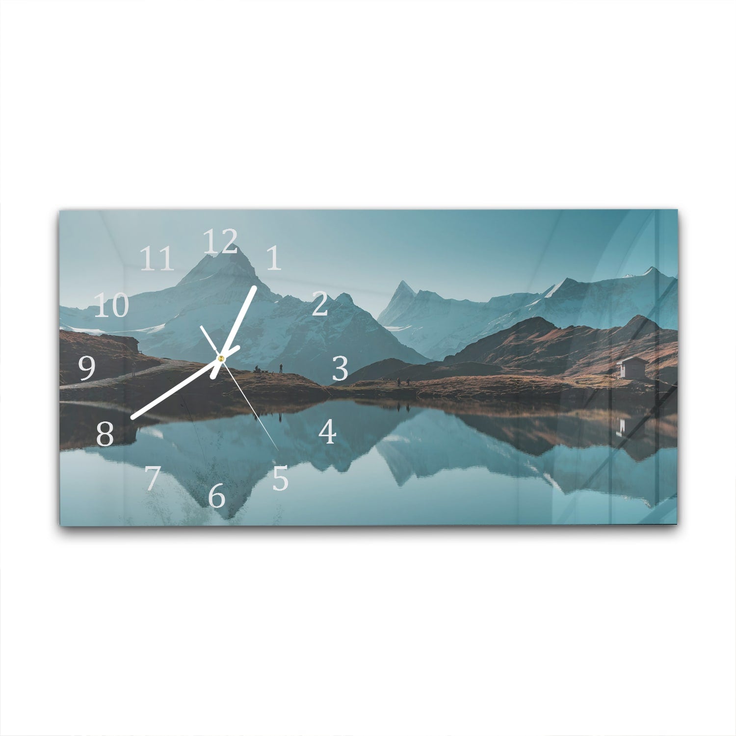 Wanduhr 60x30 - Ruhiger Bergsee