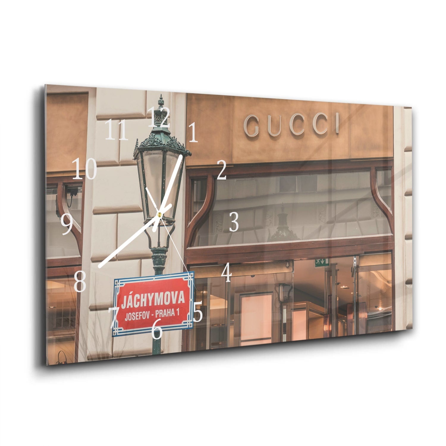 Wanduhr 60x30 - Gucci-Geschäft Front
