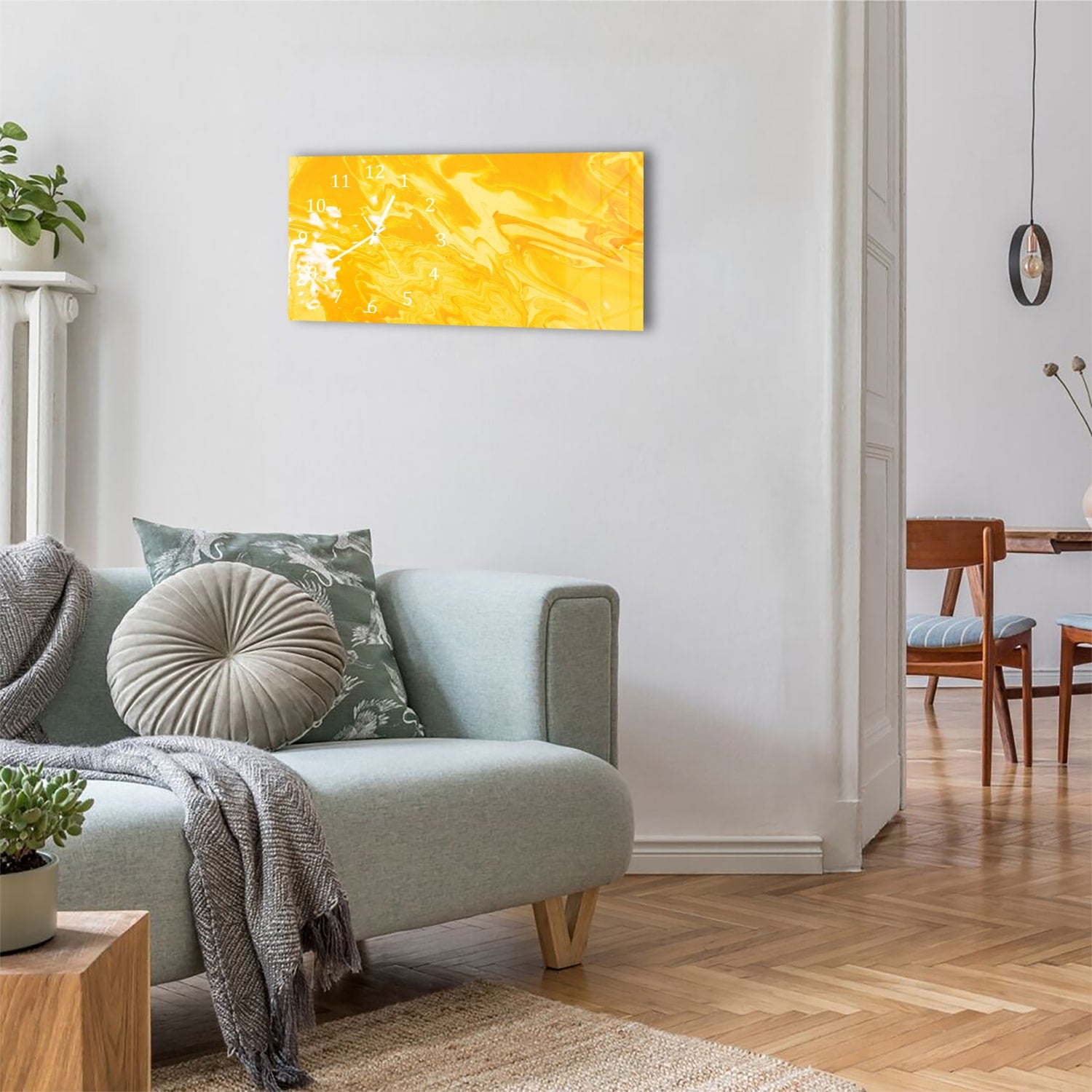 Wanduhr 60x30 - Abstrakt gelb