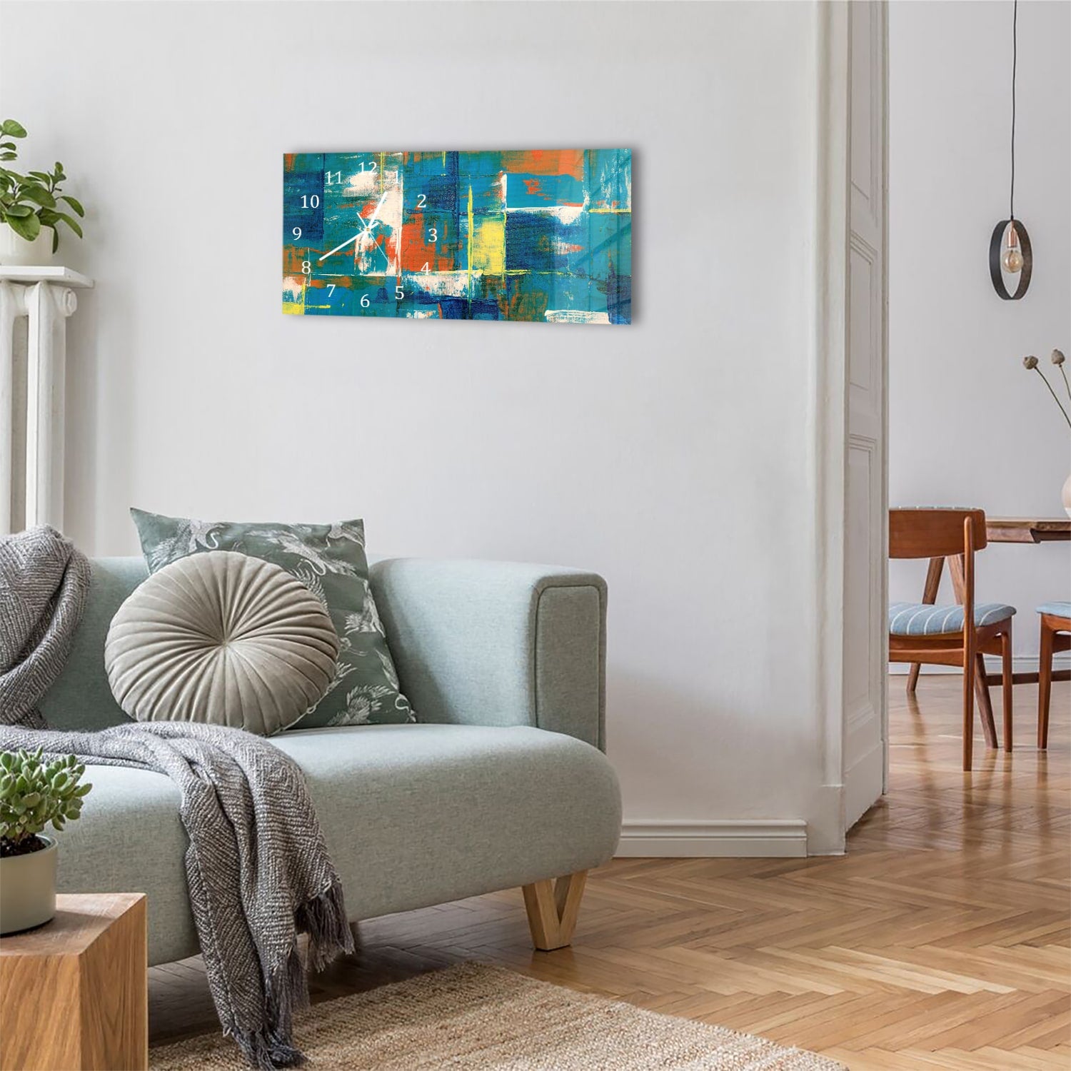 Wanduhr 60x30 - Abstrakte Leinwand