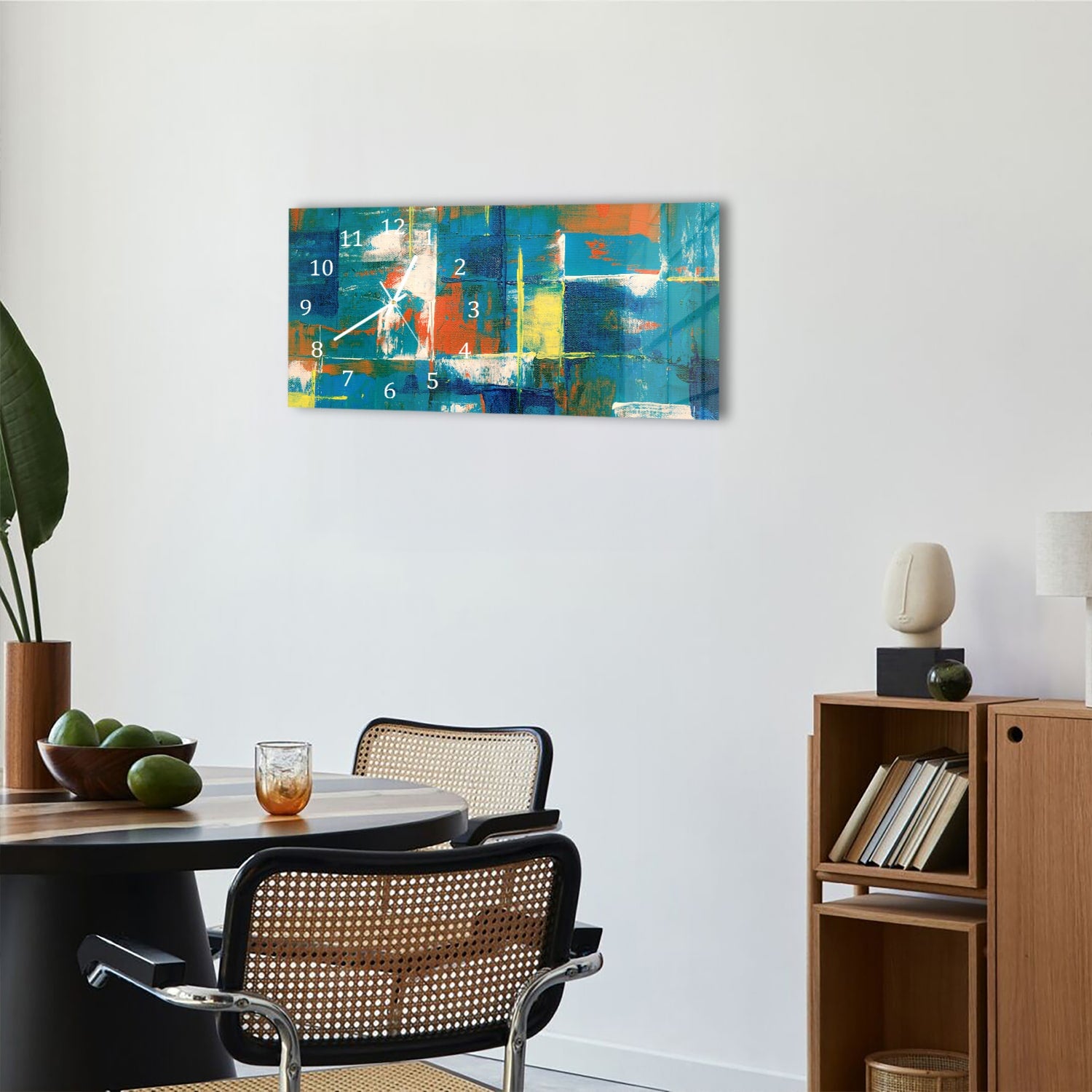 Wanduhr 60x30 - Abstrakte Leinwand