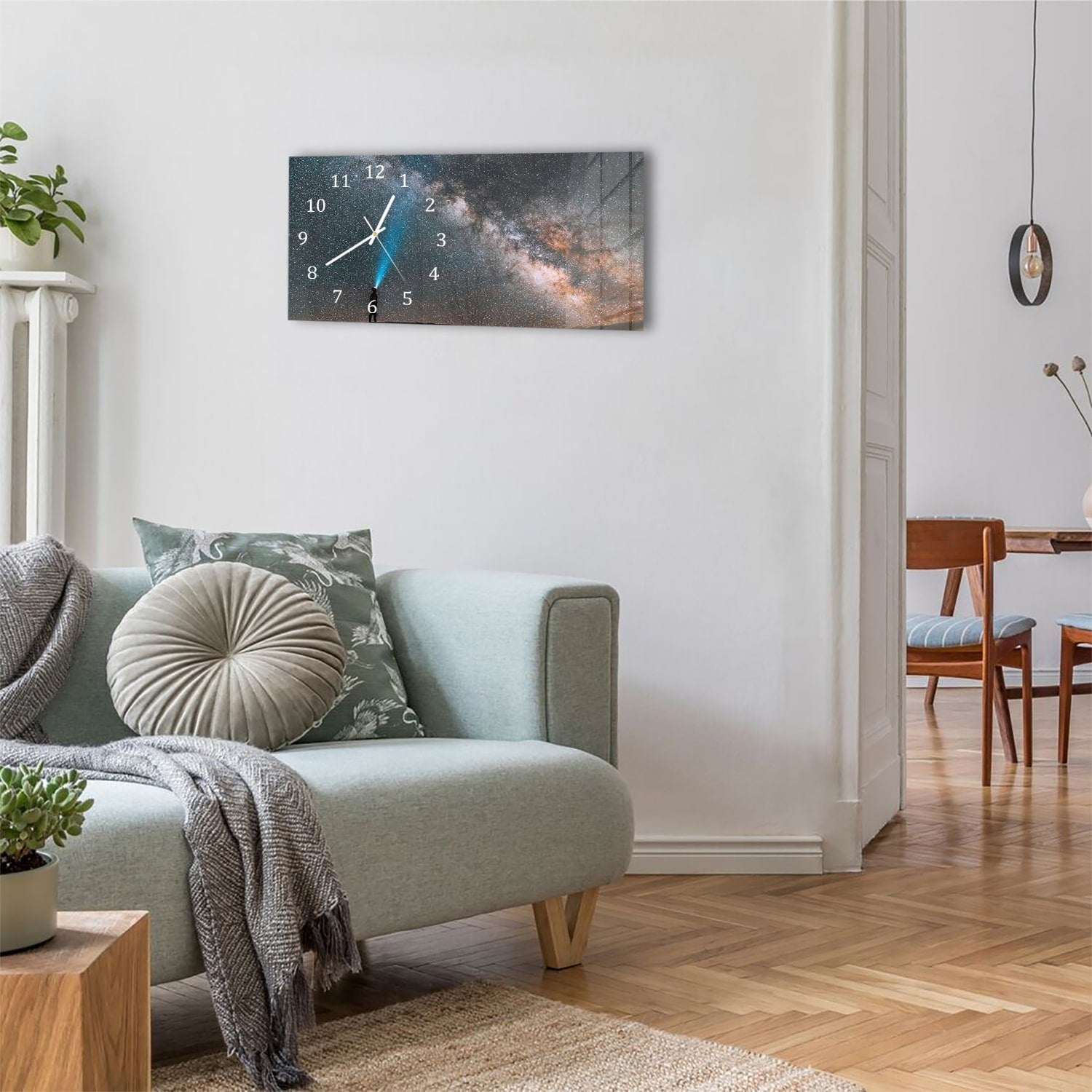 Wanduhr 60x30 - Sternengucken unter der Milchstraße