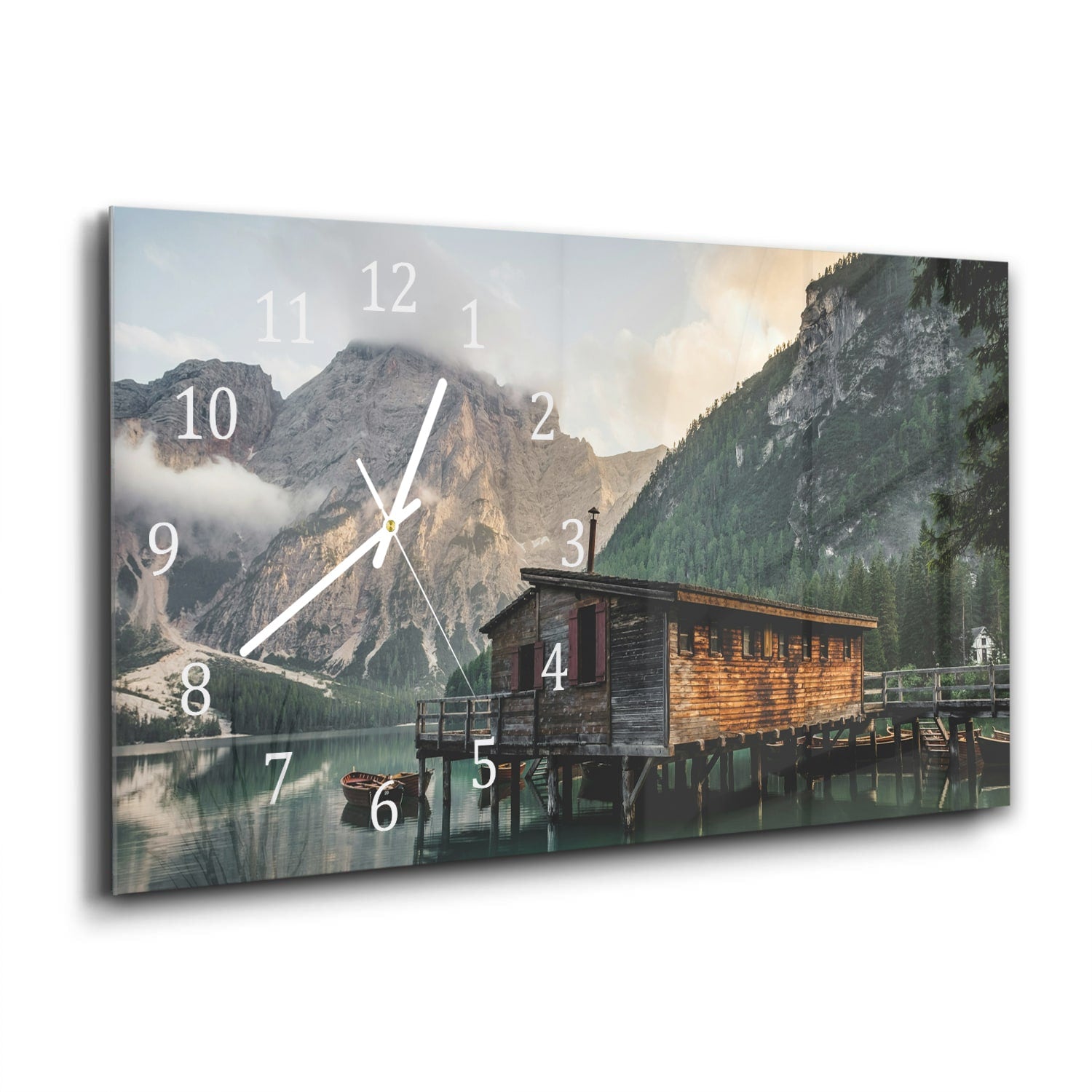 Wanduhr 60x30 - Berghütte am See