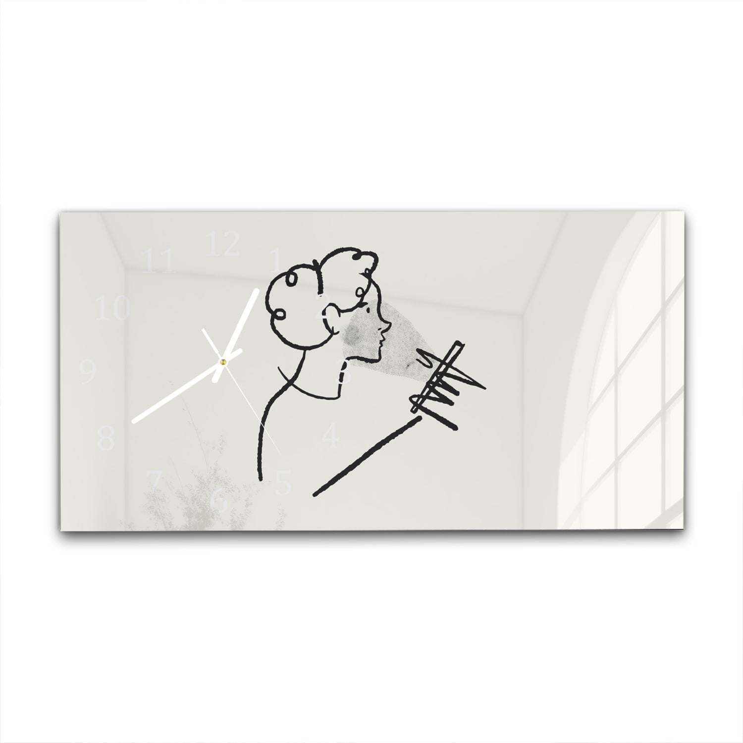 Wanduhr 60x30 - Gezeichnete Frau