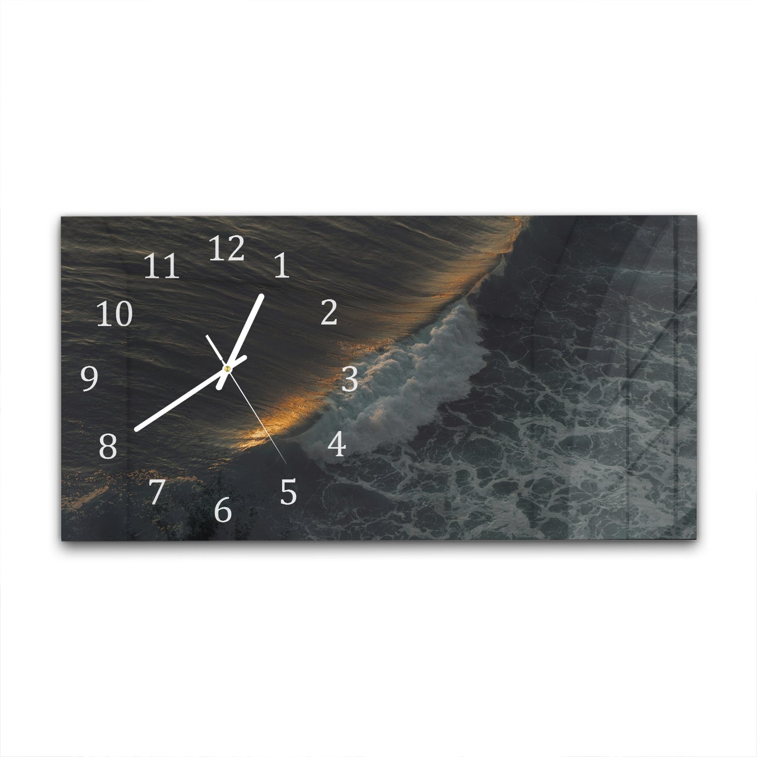 Wanduhr 60x30 - Wellen am Abend