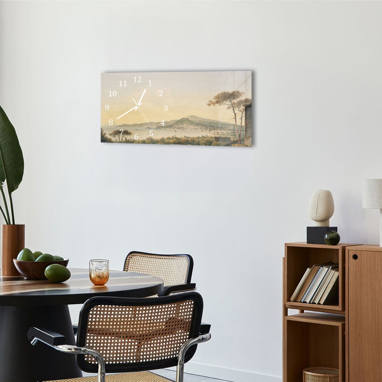 Wanduhr 60x30 - Aquarell-Gemälde Küstenlinie