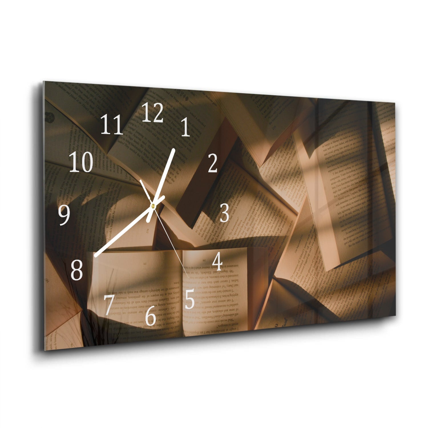 Wanduhr 60x30 - Bücher-Textur