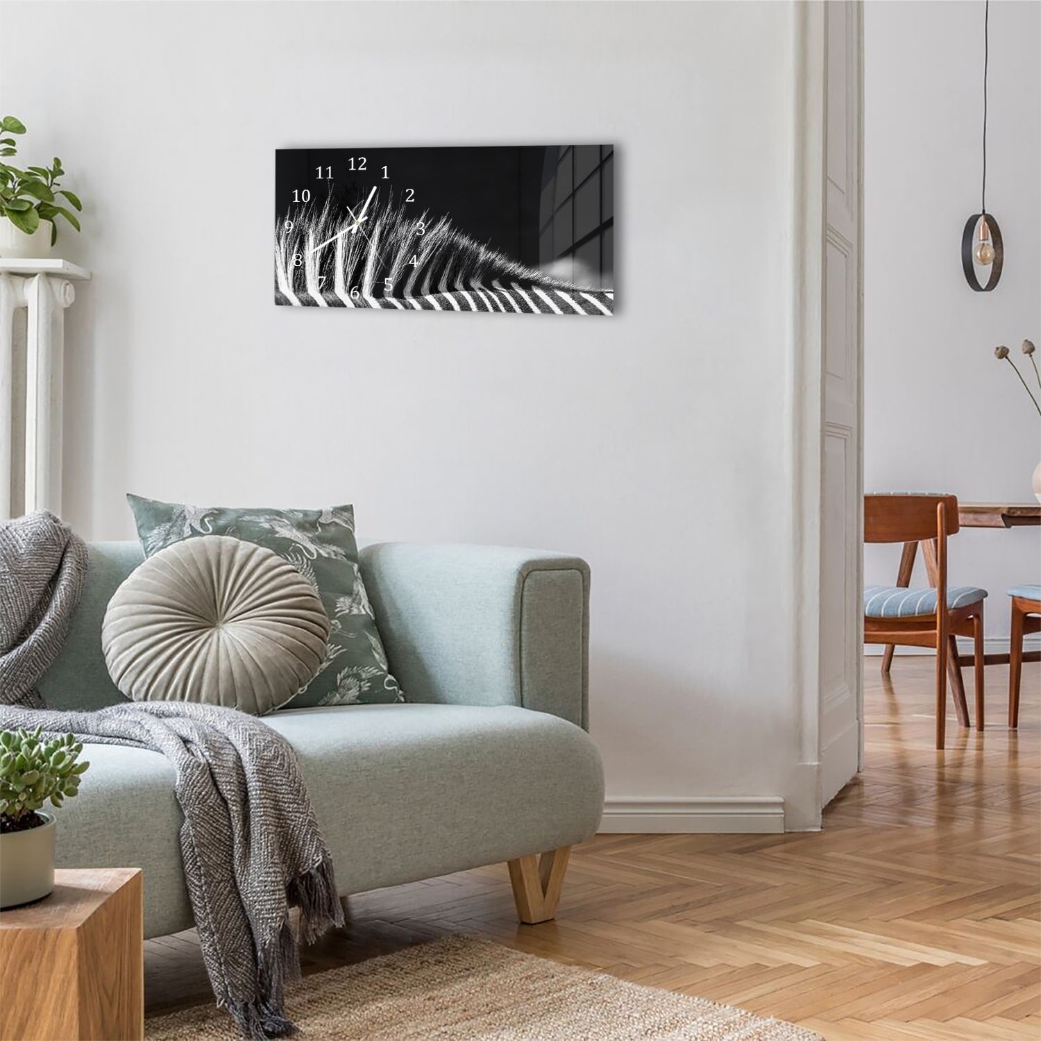 Wanduhr 60x30 - Schwarz-weiß Zebra