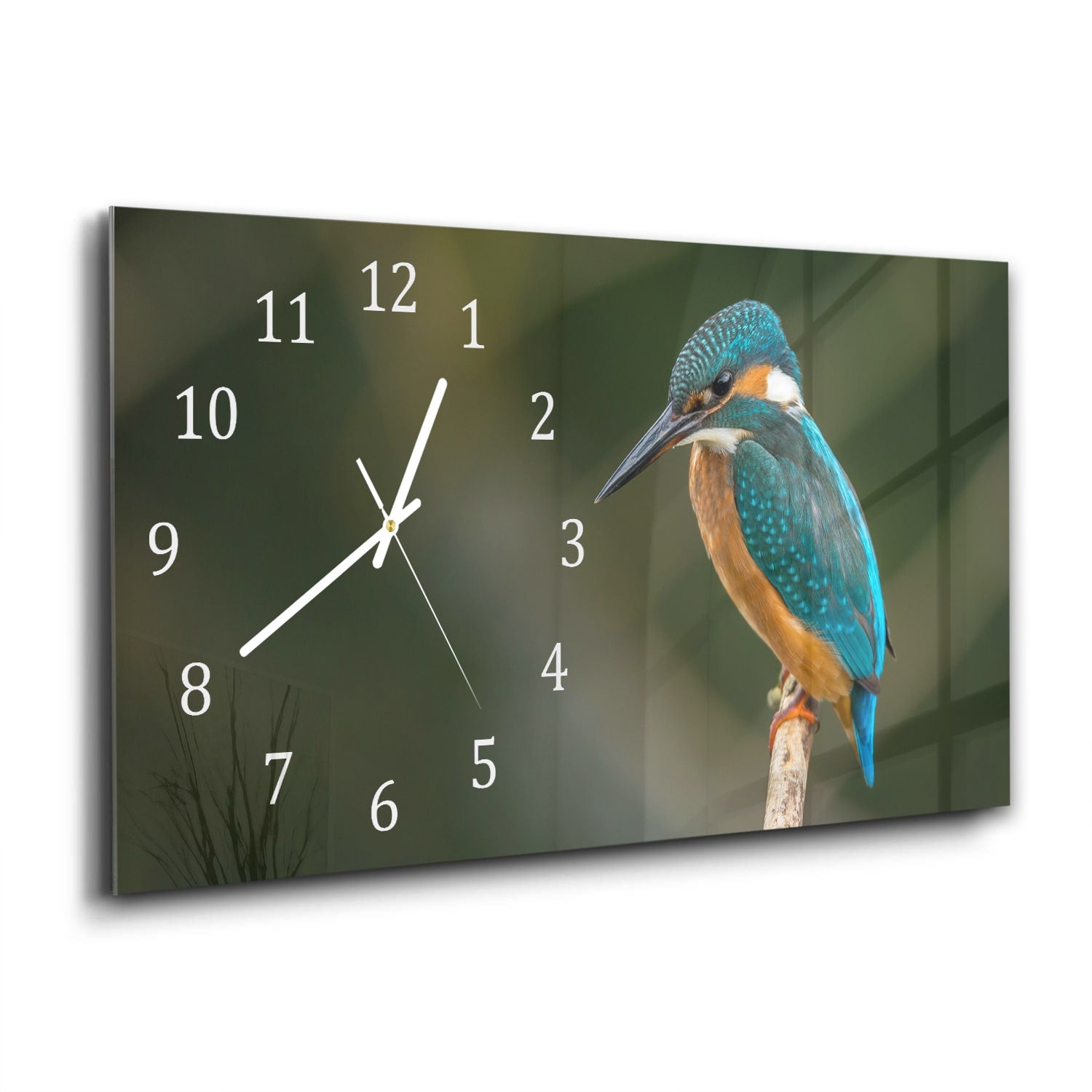 Wanduhr 60x30 - Bunter Eisvogel
