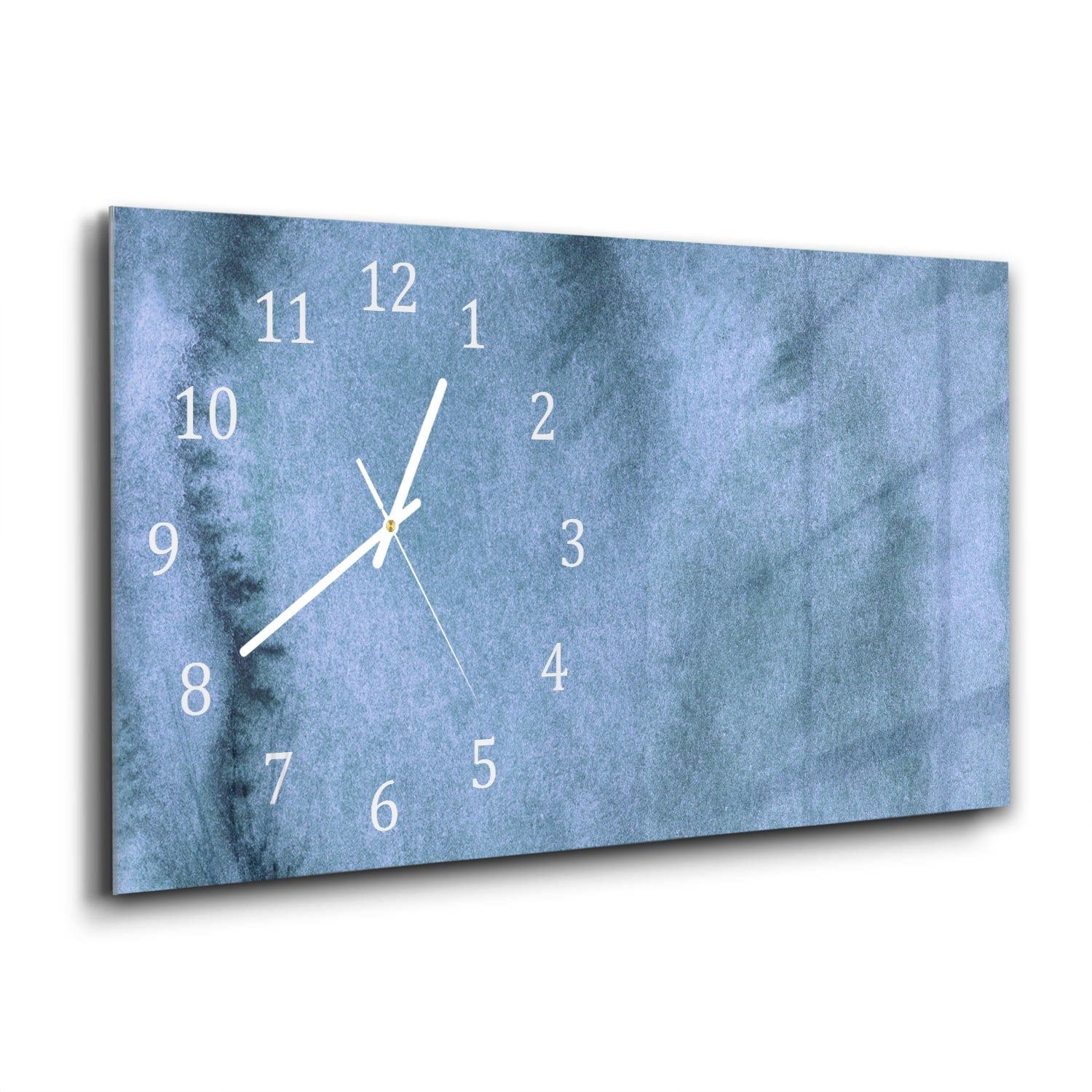 Wanduhr 60x30 - Aquarell-Gemälde Blau