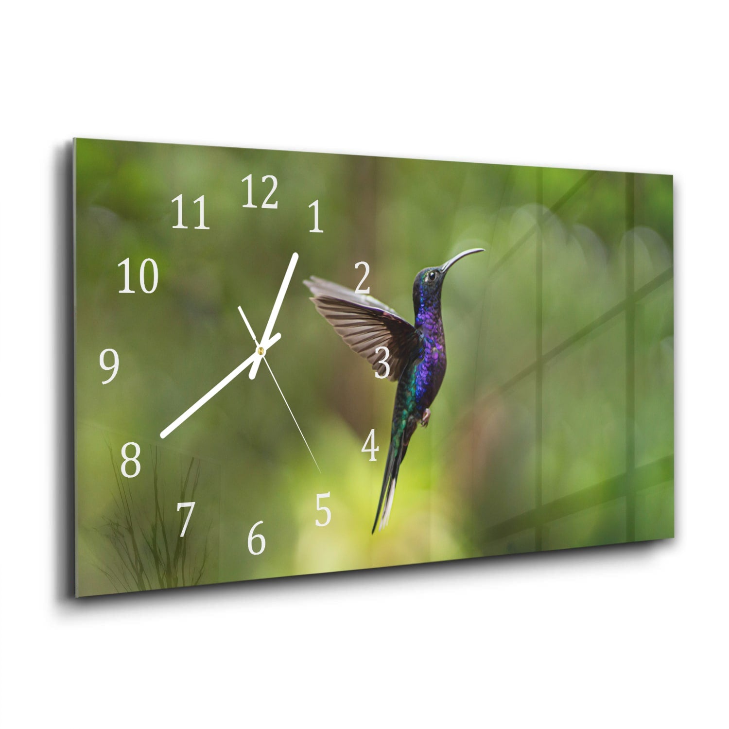 Wanduhr 60x30 - Bunter Kolibri