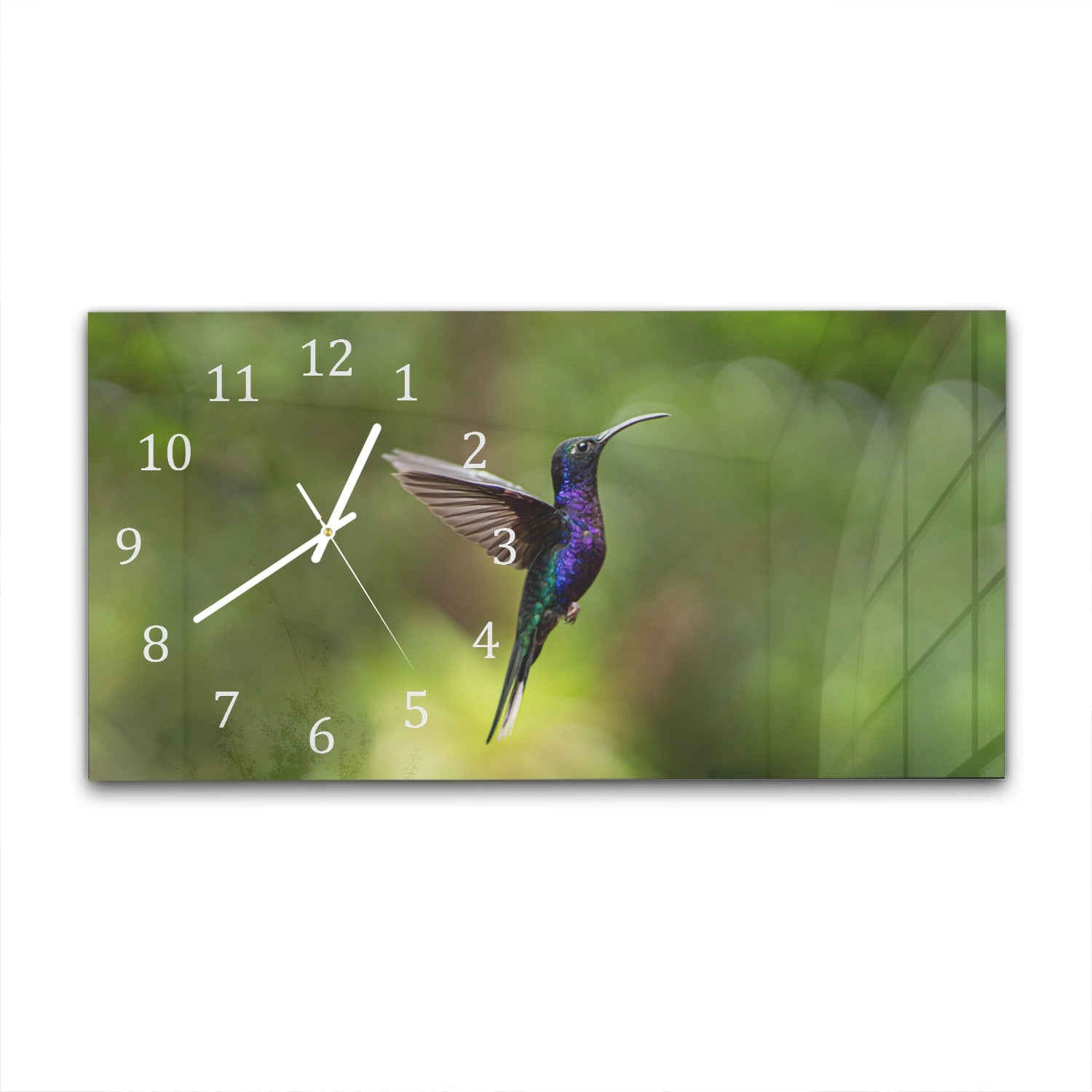 Wanduhr 60x30 - Bunter Kolibri