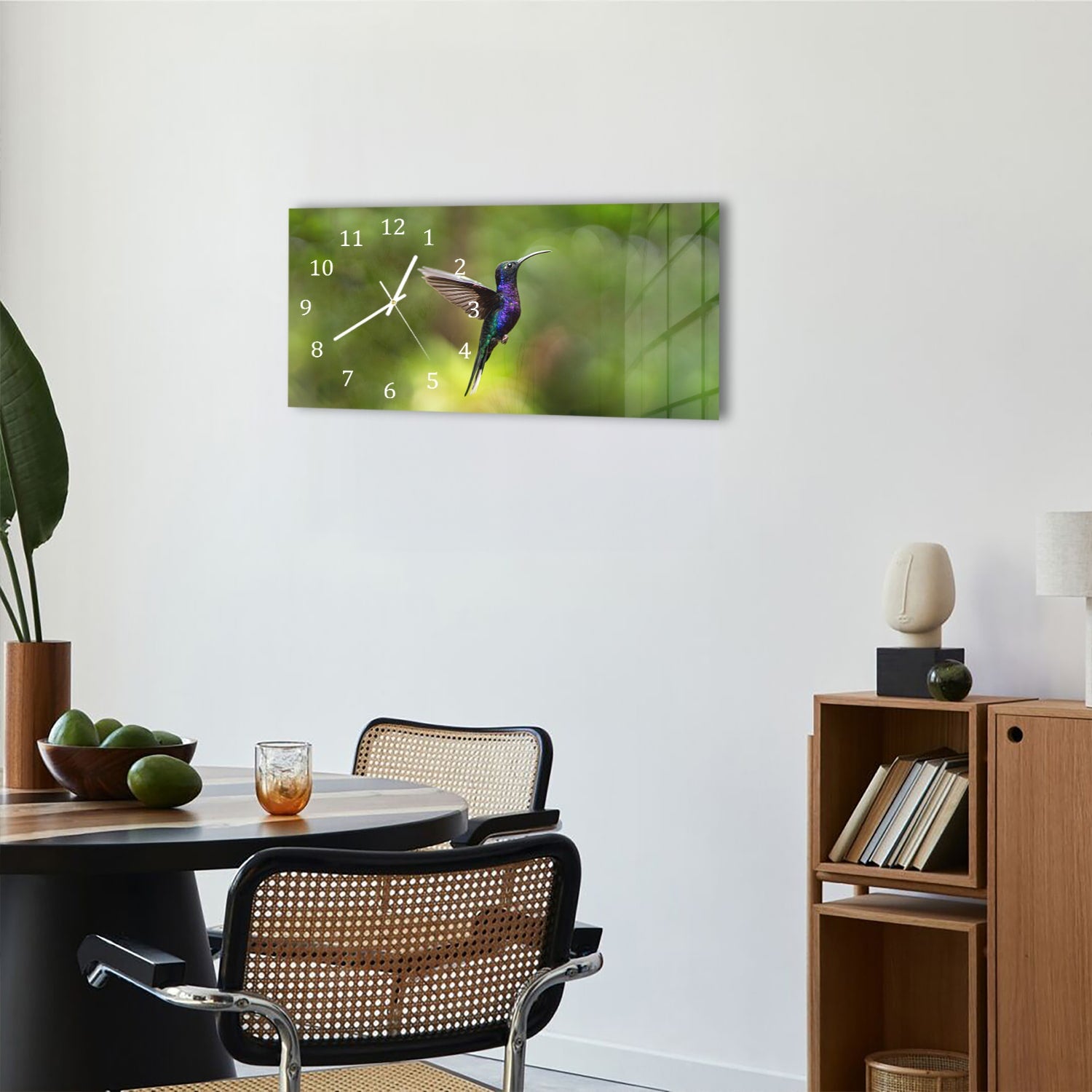 Wanduhr 60x30 - Bunter Kolibri