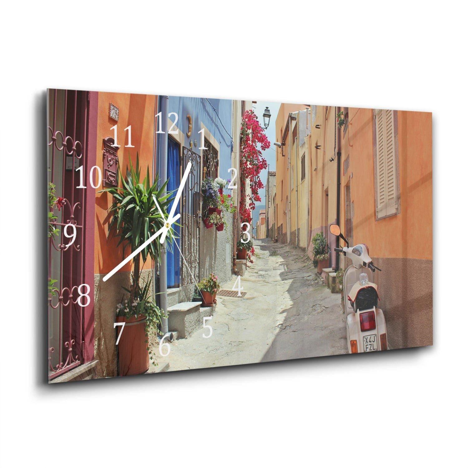 Wanduhr 60x30 - Bunte Gasse