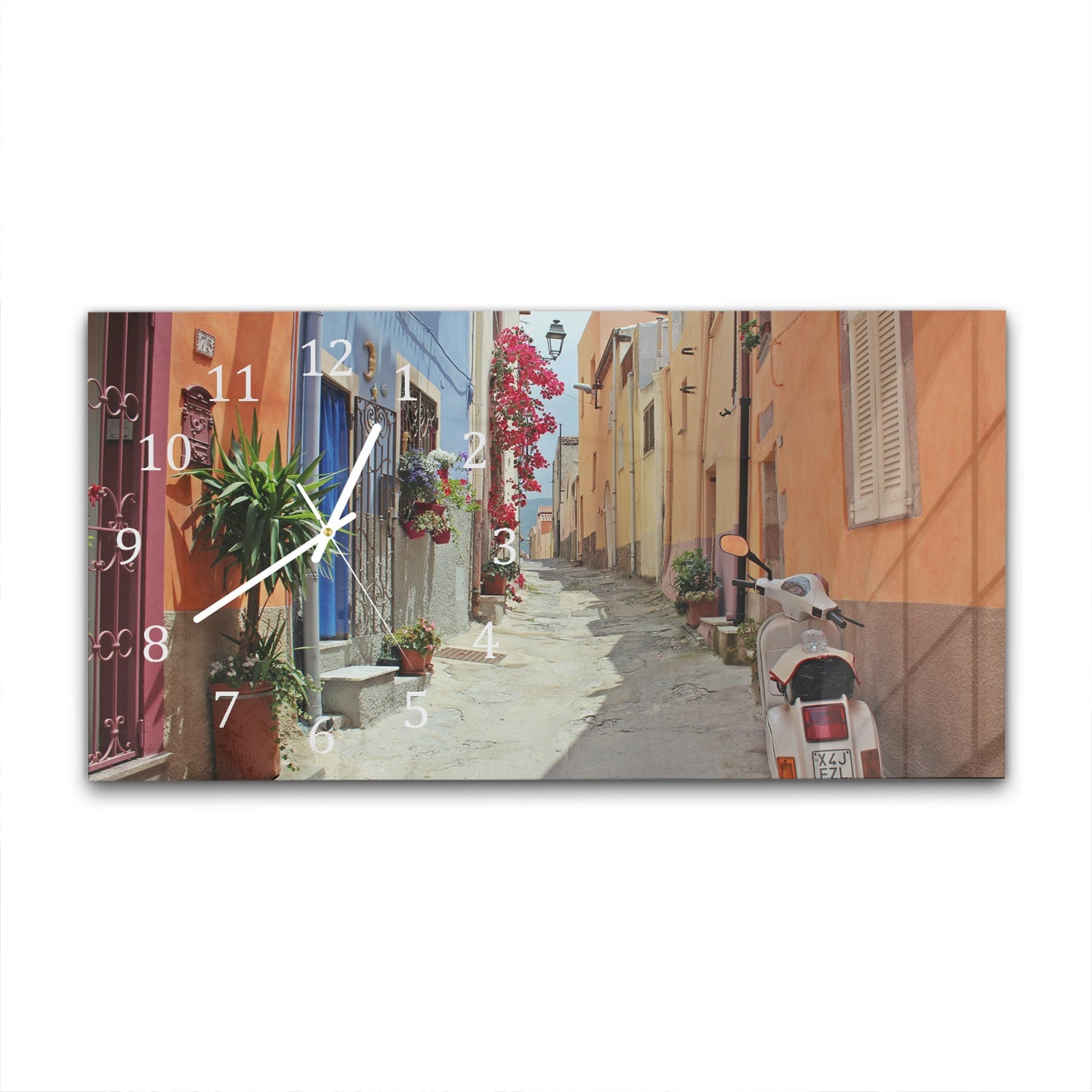 Wanduhr 60x30 - Bunte Gasse