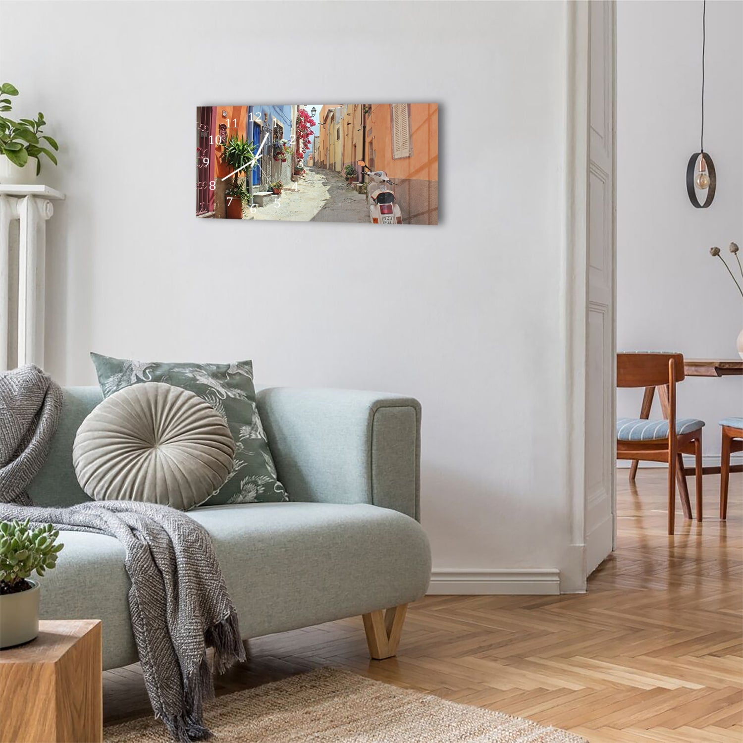 Wanduhr 60x30 - Bunte Gasse