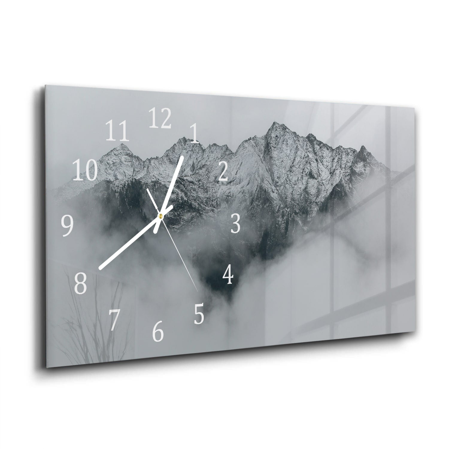 Wanduhr 60x30 - Berg in den Wolken