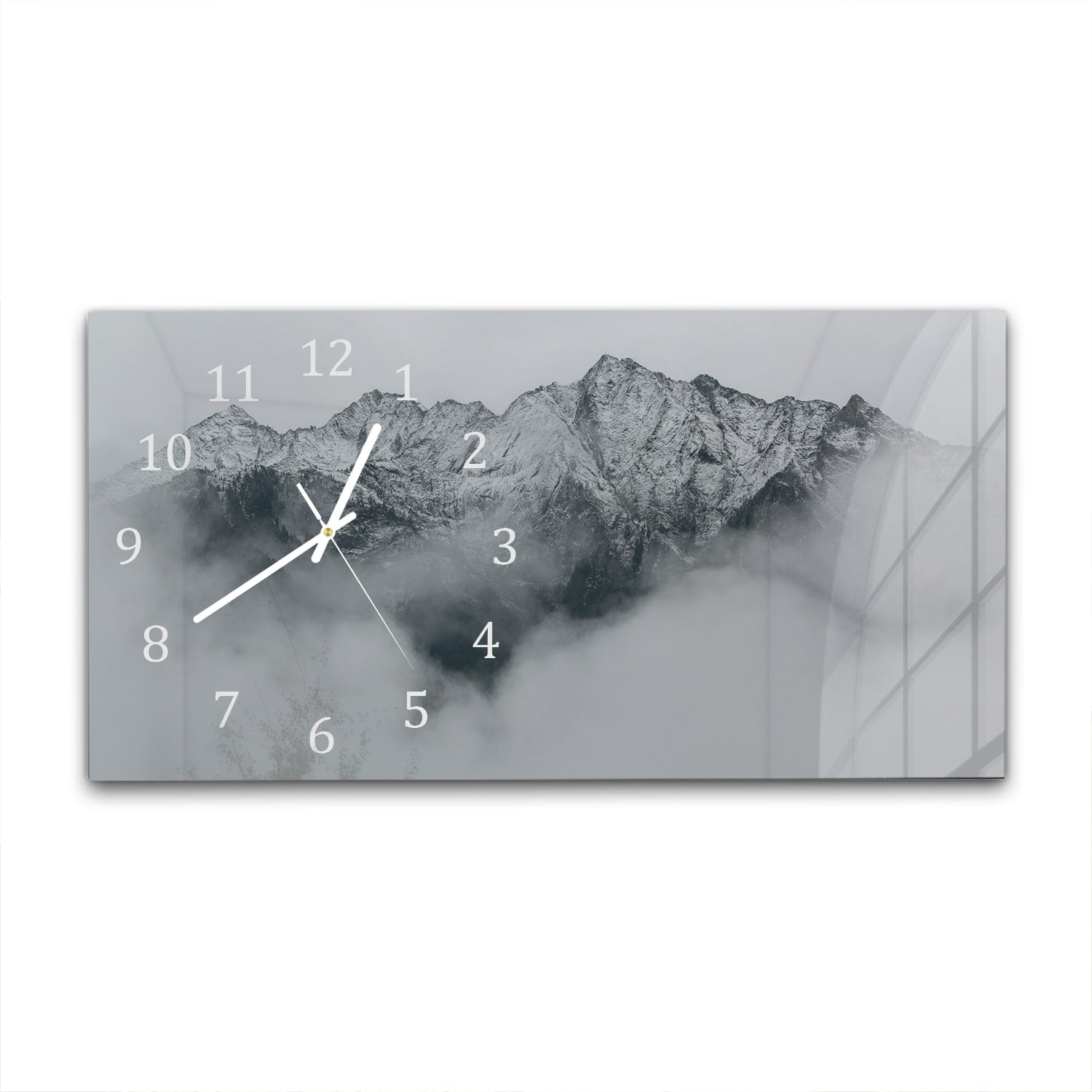 Wanduhr 60x30 - Berg in den Wolken