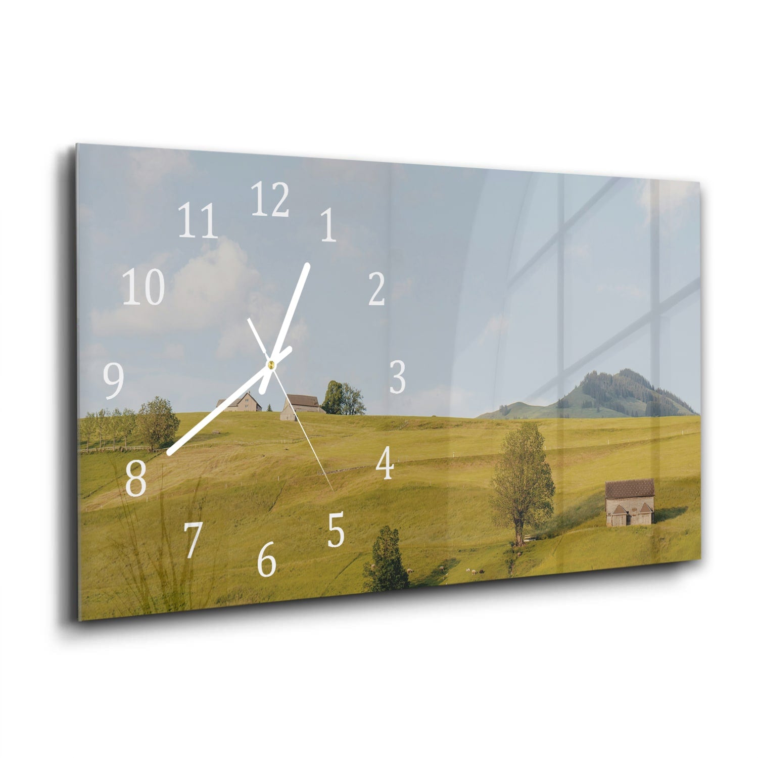 Wanduhr 60x30 - Hügelige Landschaft