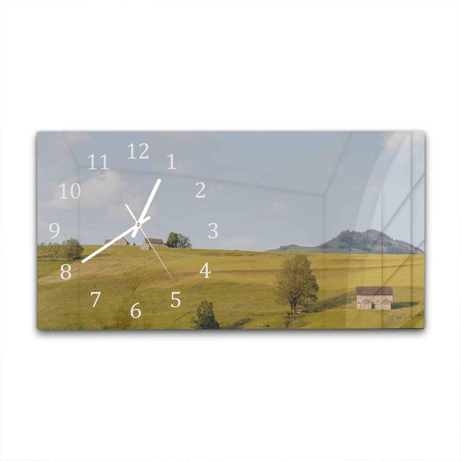Wanduhr 60x30 - Hügelige Landschaft