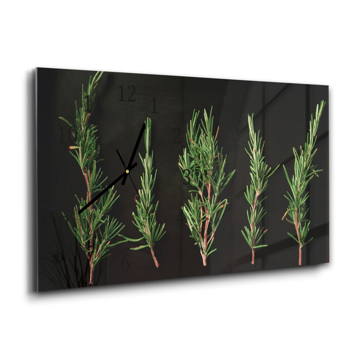 Wanduhr 60x30 - Frische Rosmarinzweige