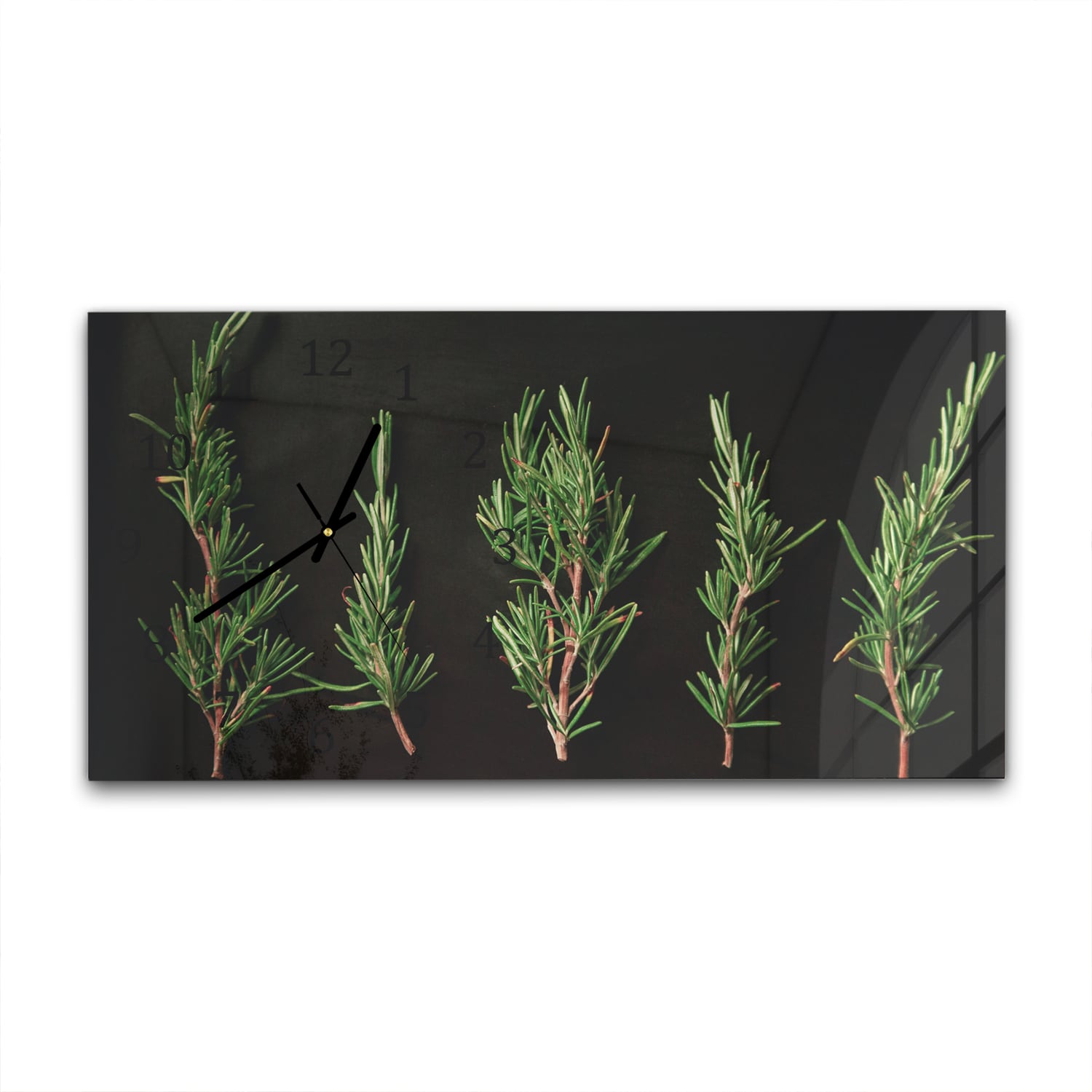 Wanduhr 60x30 - Frische Rosmarinzweige