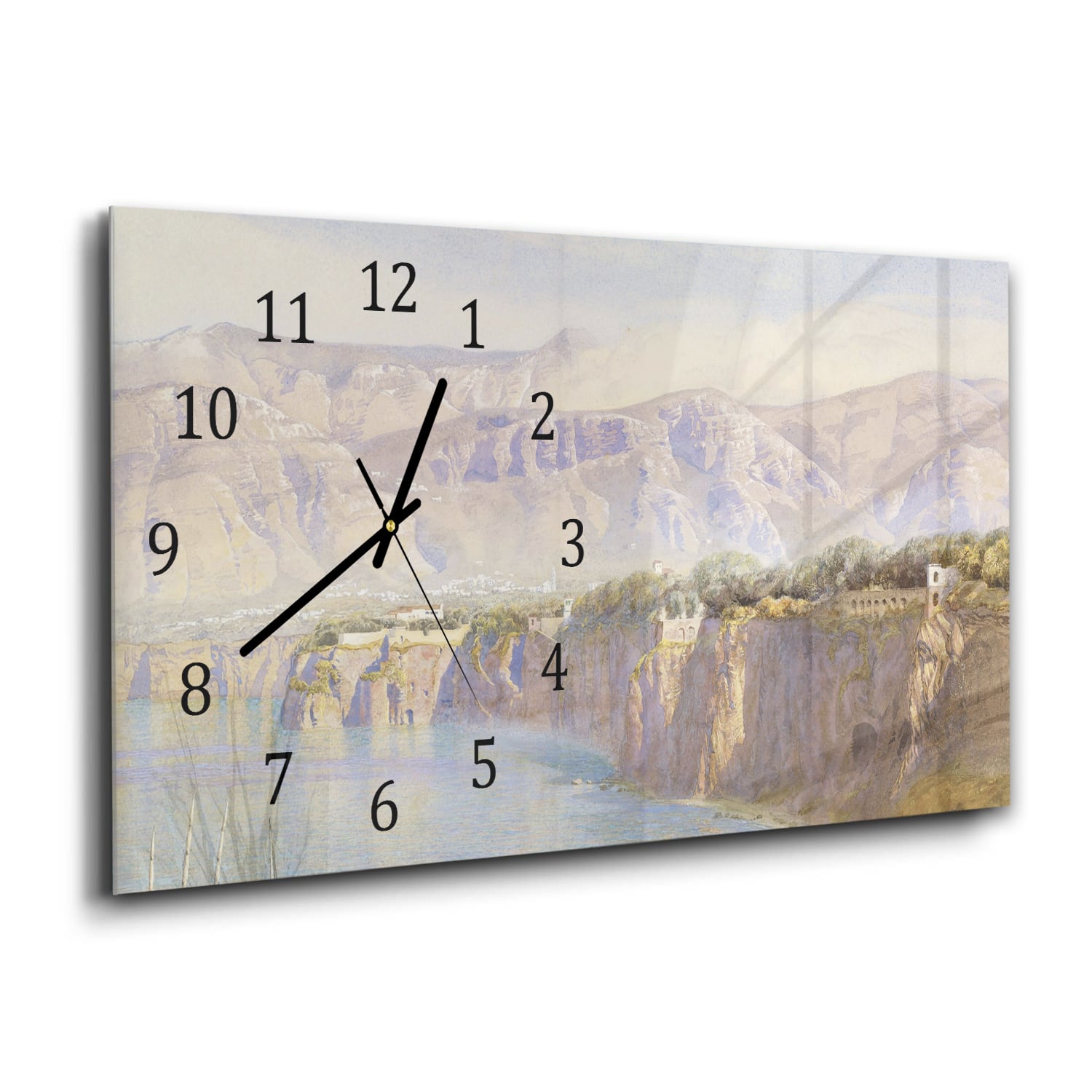 Wanduhr 60x30 - Aquarell-Gemälde hohe Küste