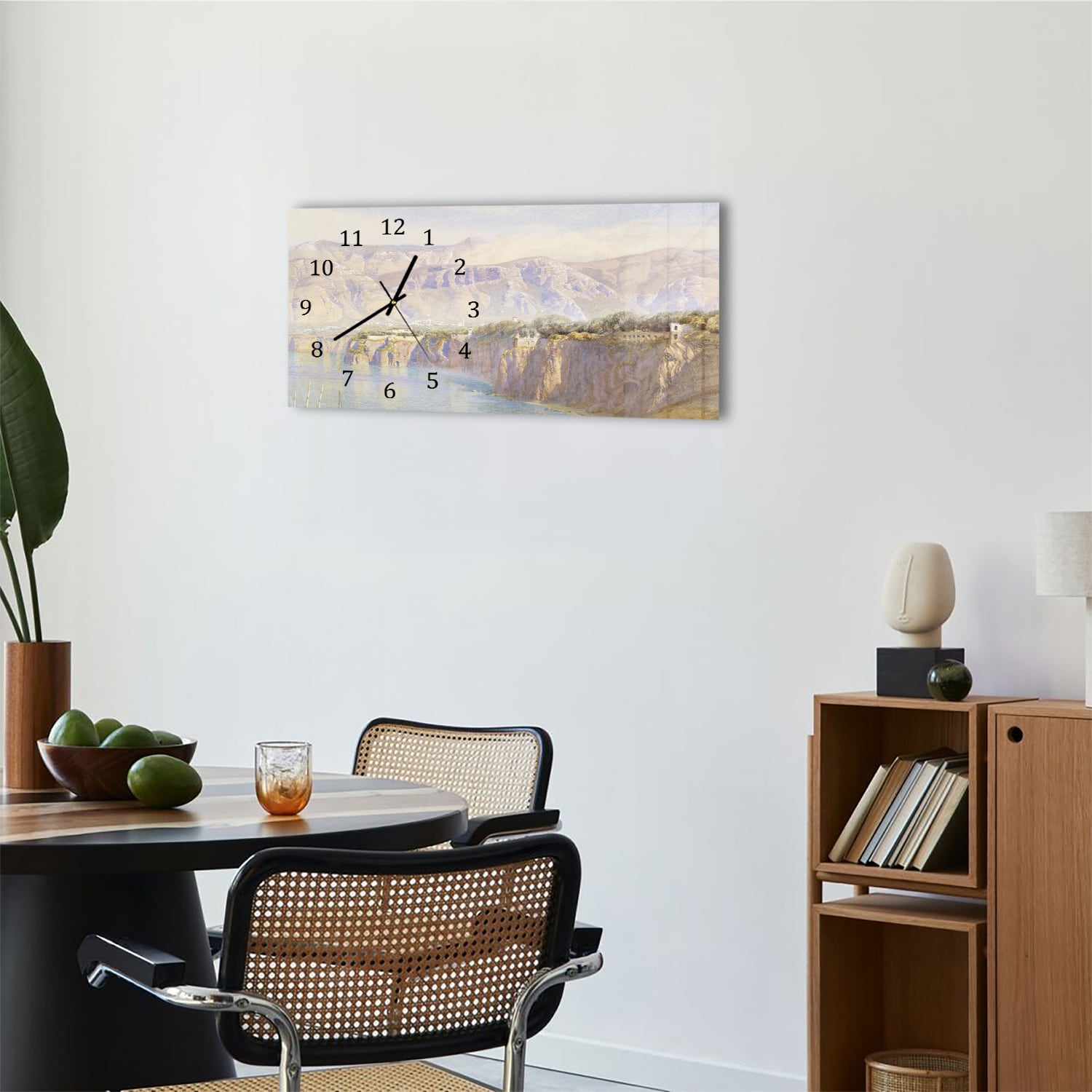 Wanduhr 60x30 - Aquarell-Gemälde hohe Küste