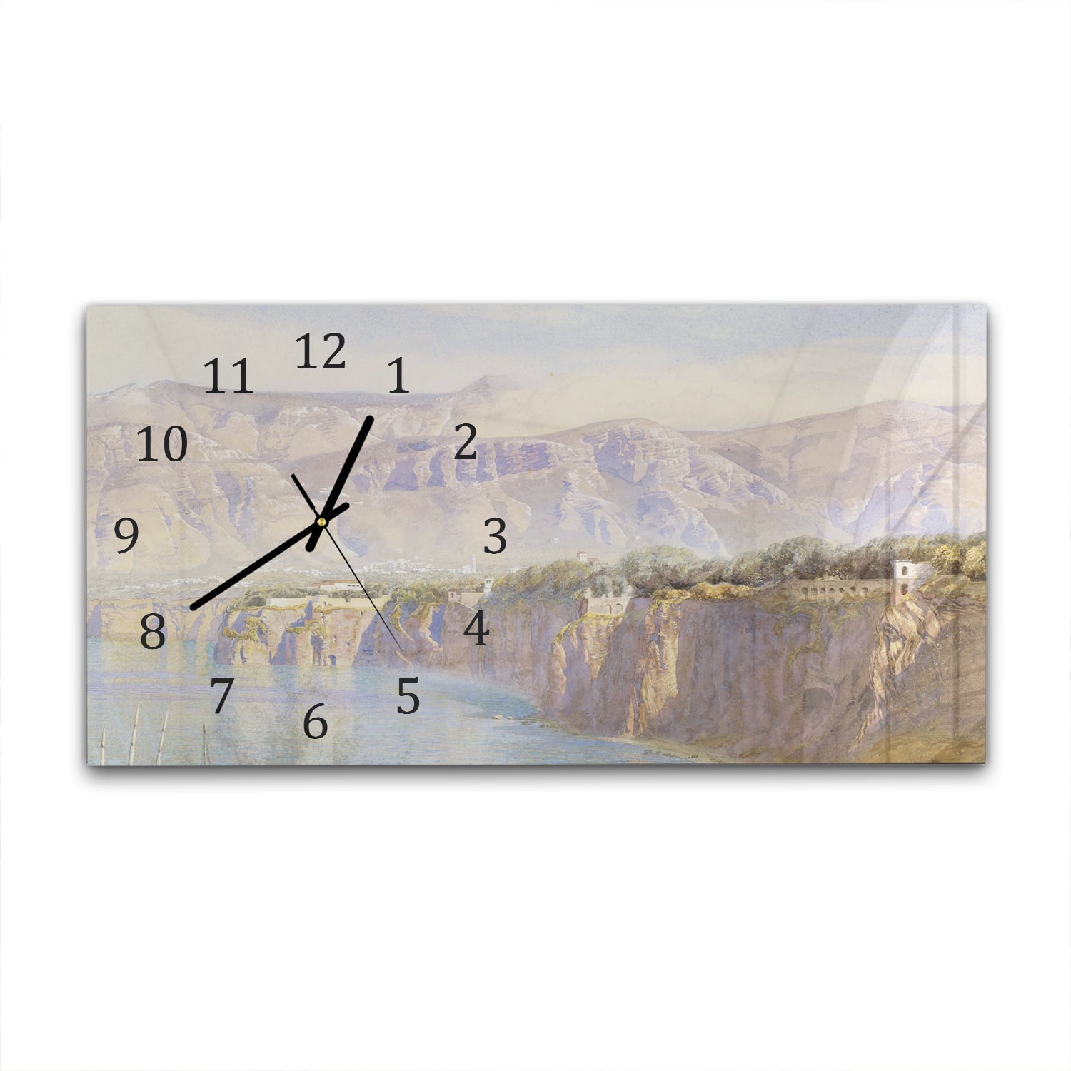 Wanduhr 60x30 - Aquarell-Gemälde hohe Küste