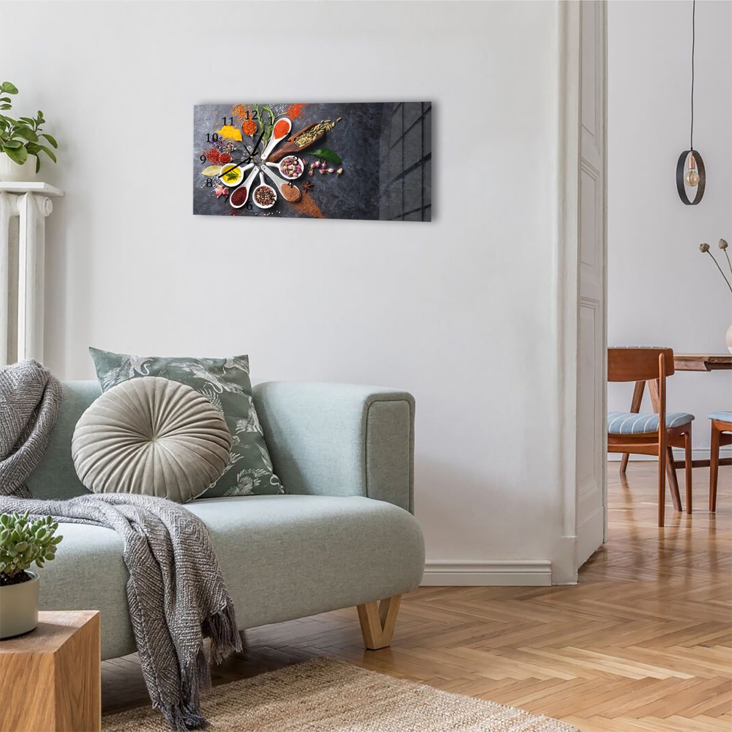 Wanduhr 60x30 - Bunte Kräutermischung