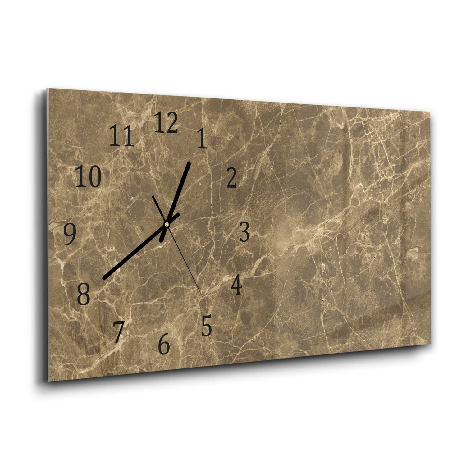 Wanduhr 60x30 - Hellbrauner Marmor