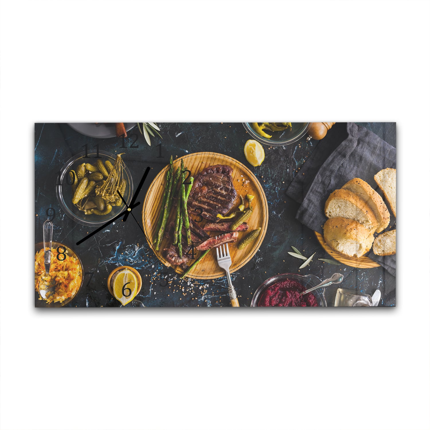 Wanduhr 60x30 - Gemütliche Mahlzeit