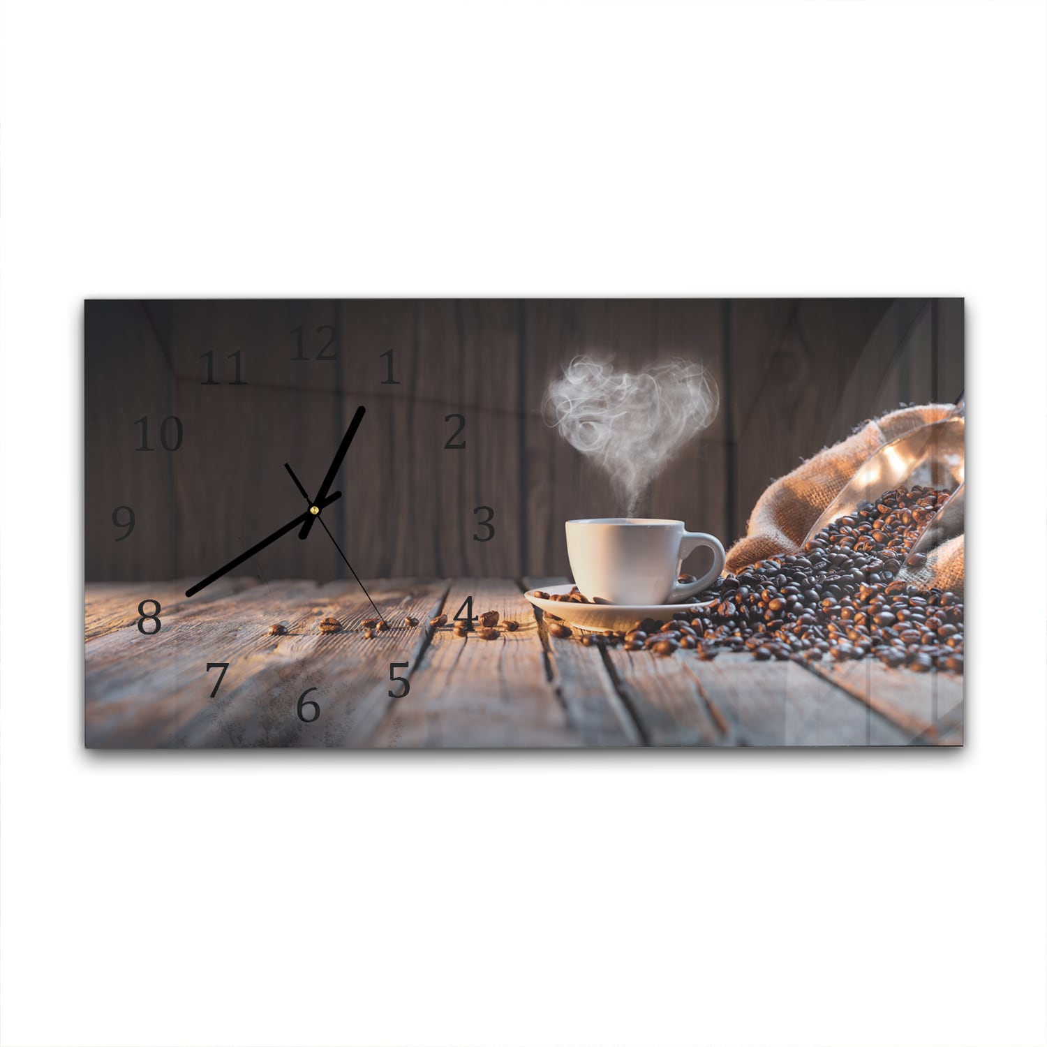 Wanduhr 60x30 - Kaffee-Moment