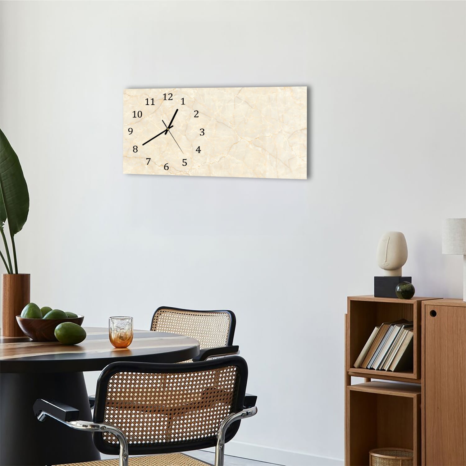 Wanduhr 60x30 - Sanfter beiger Marmor