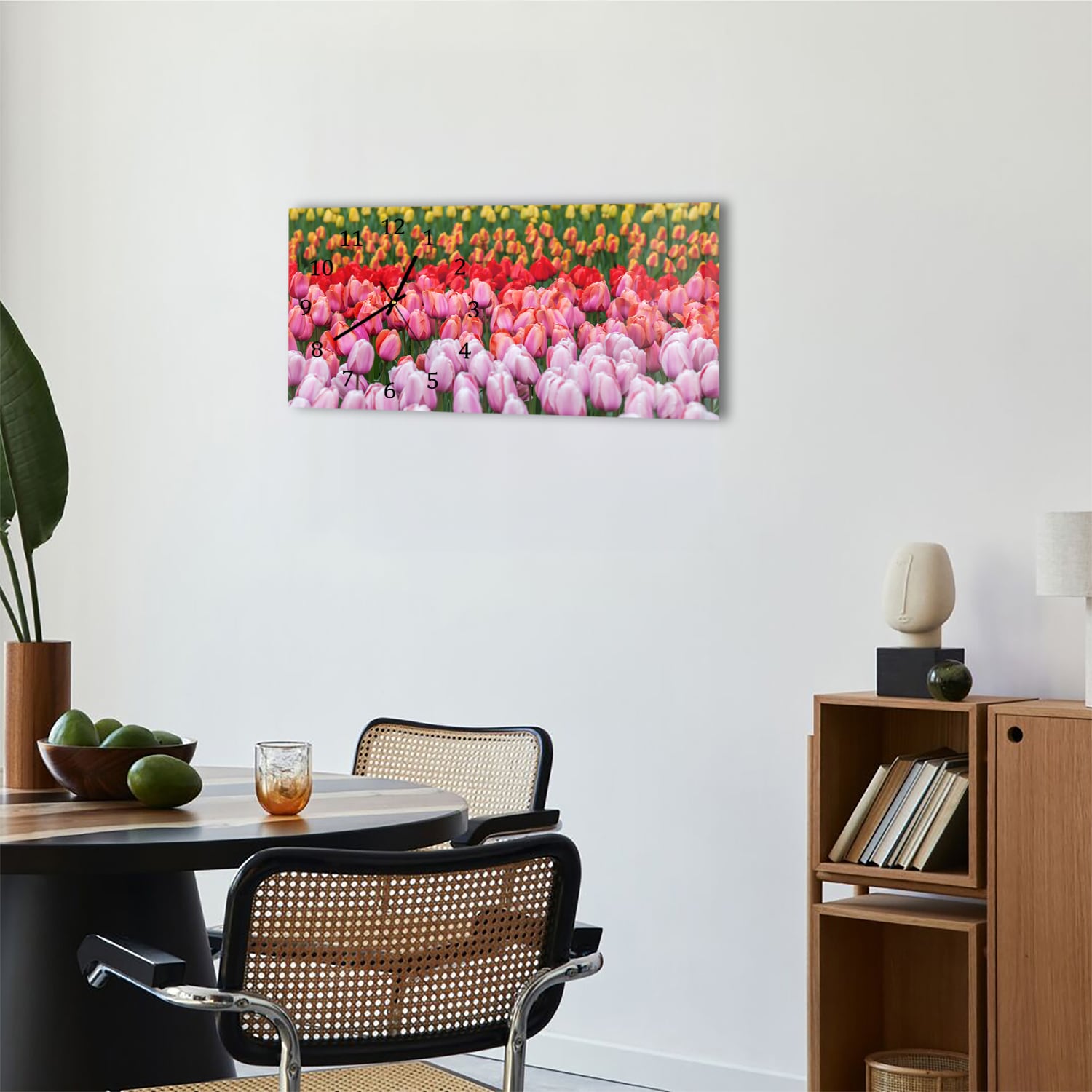 Wanduhr 60x30 - Tulpenfeld in Lisse