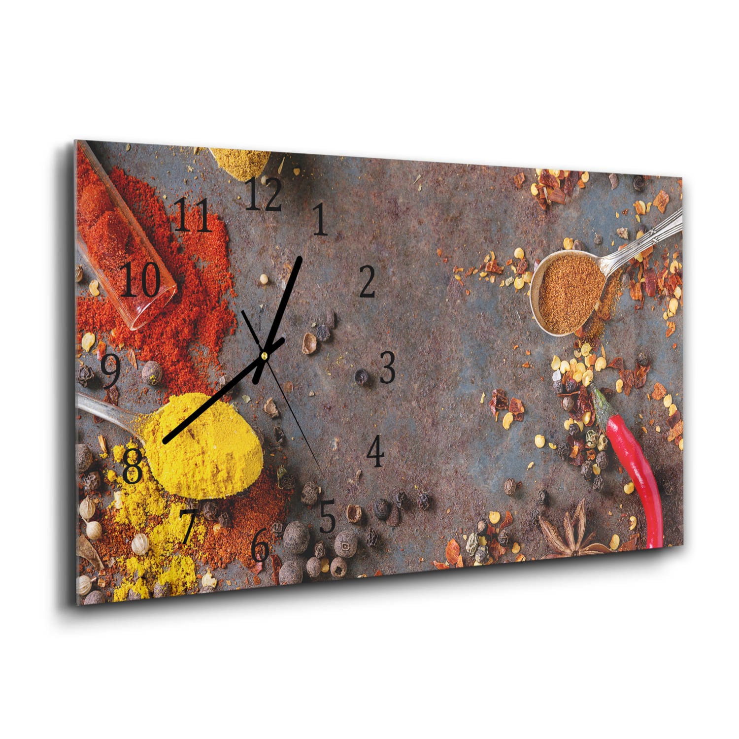 Wanduhr 60x30 - Bunte Gewürze und Kräuter