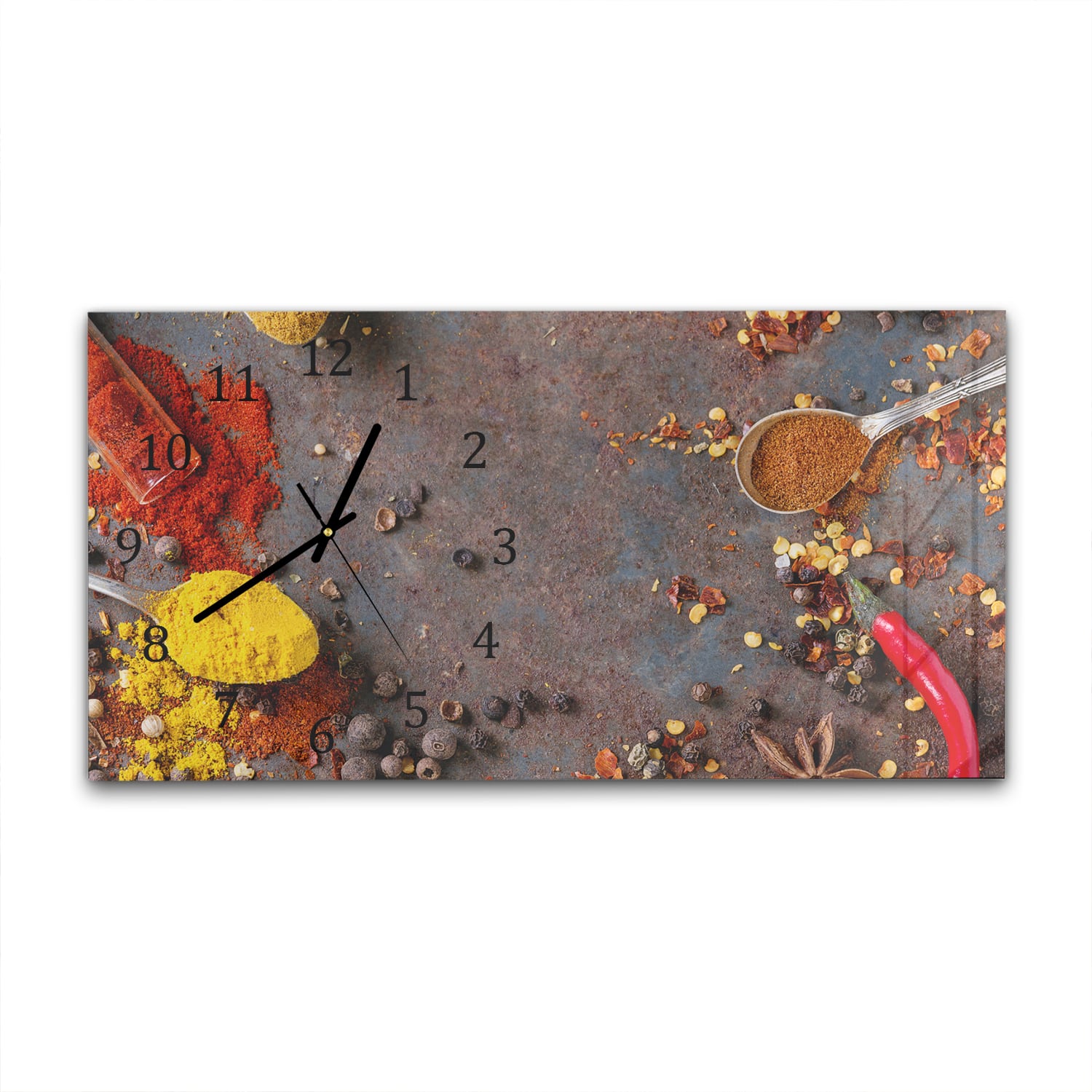 Wanduhr 60x30 - Bunte Gewürze und Kräuter