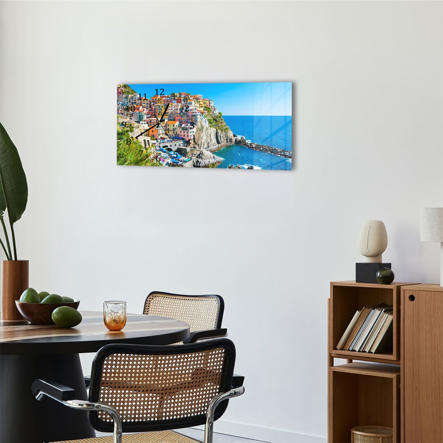 Wanduhr 60x30 - Bunte Cinque Terre an der Küste