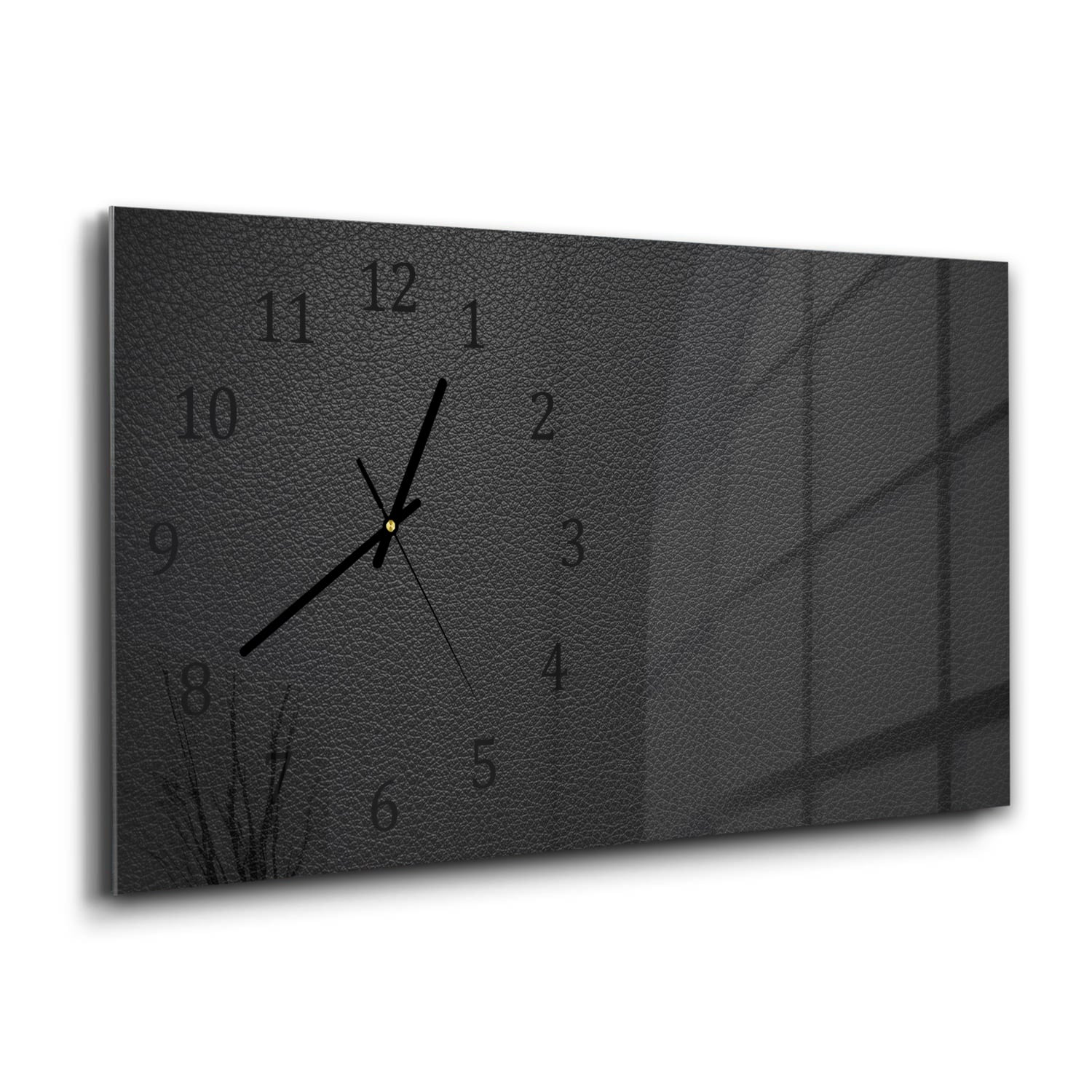 Wanduhr 60x30 - Schwarzes Leder
