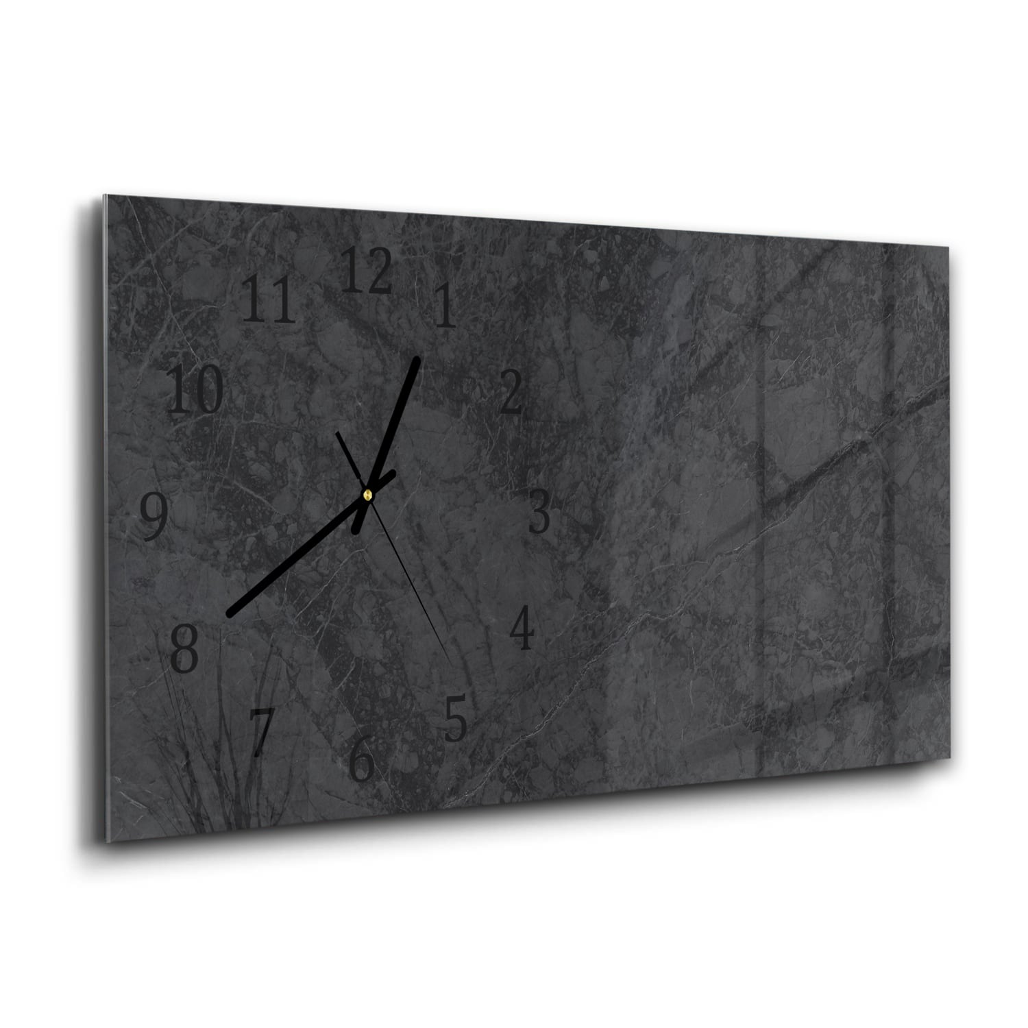 Wanduhr 60x30 - Schwarz/grauer Marmor