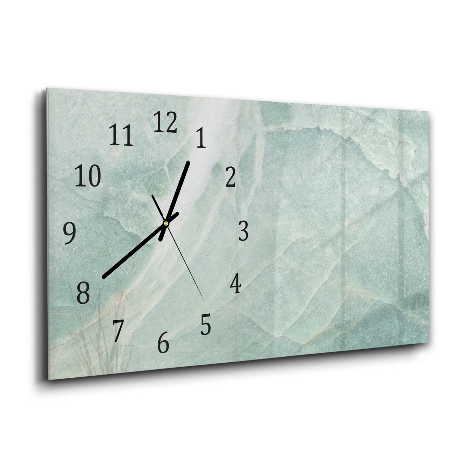 Wanduhr 60x30 - Hellblauer Marmor