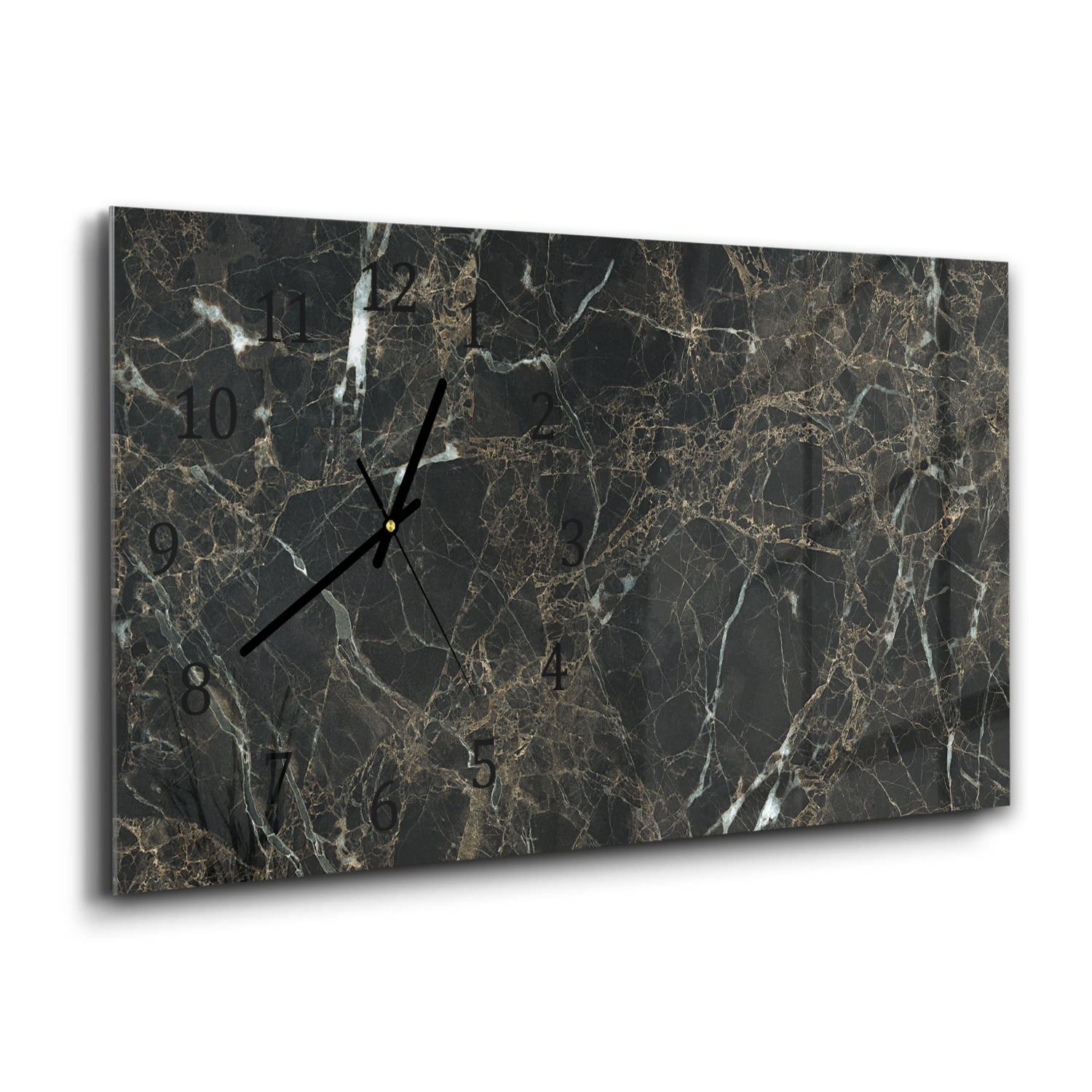 Wanduhr 60x30 - Schwarzer Marmor mit weißen Adern