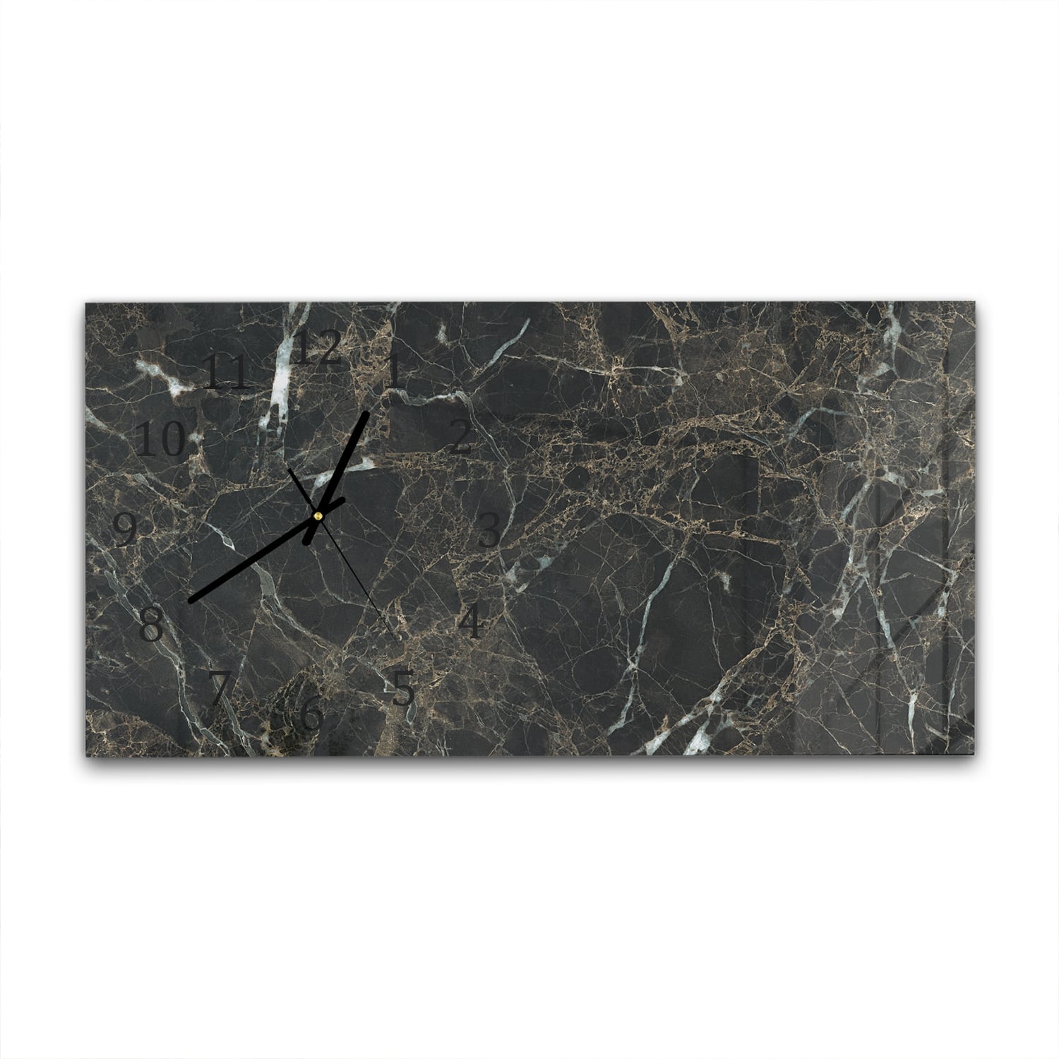 Wanduhr 60x30 - Schwarzer Marmor mit weißen Adern